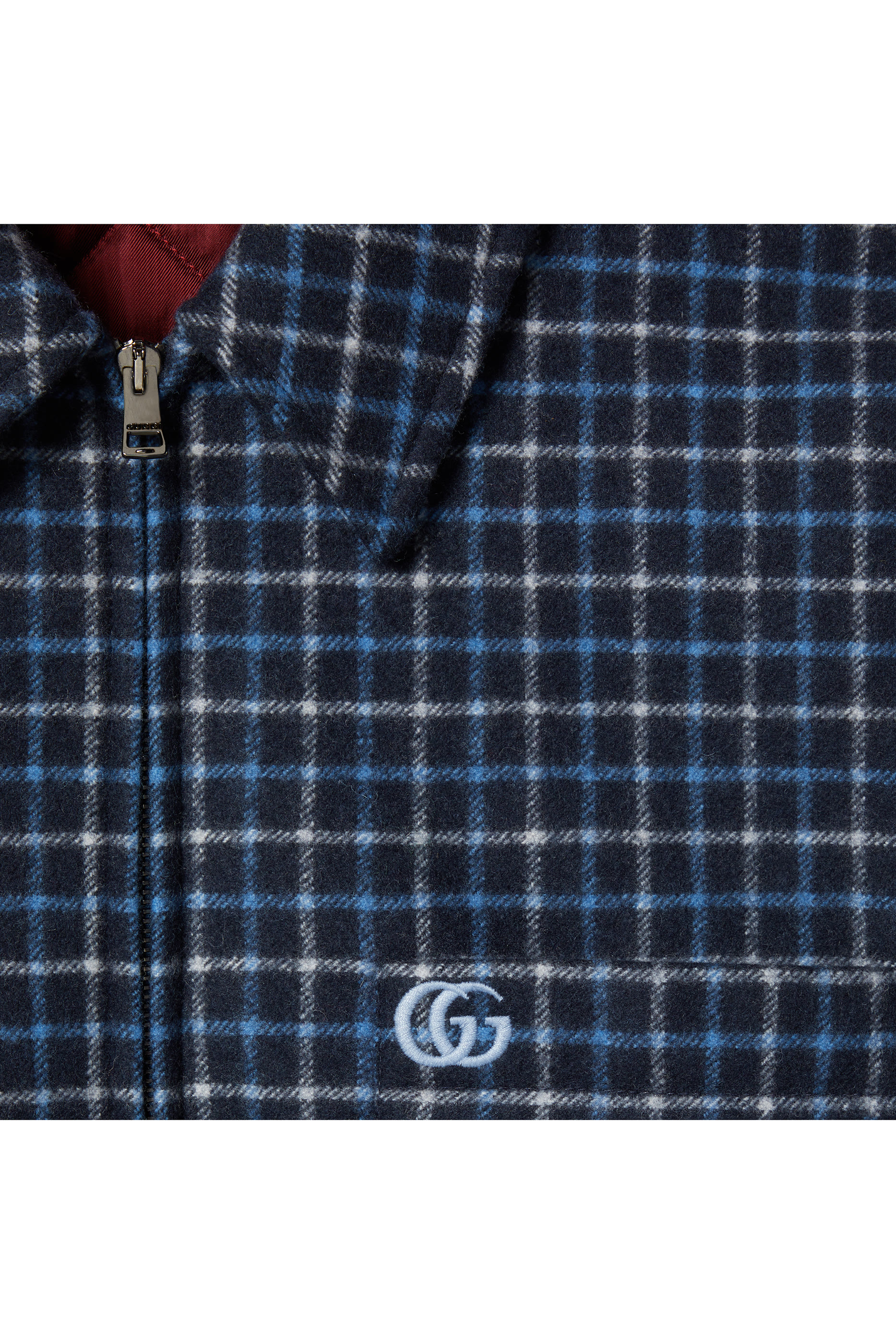 جاكيت بسحاب وشعار الماركة المطرز صوف فلانيل