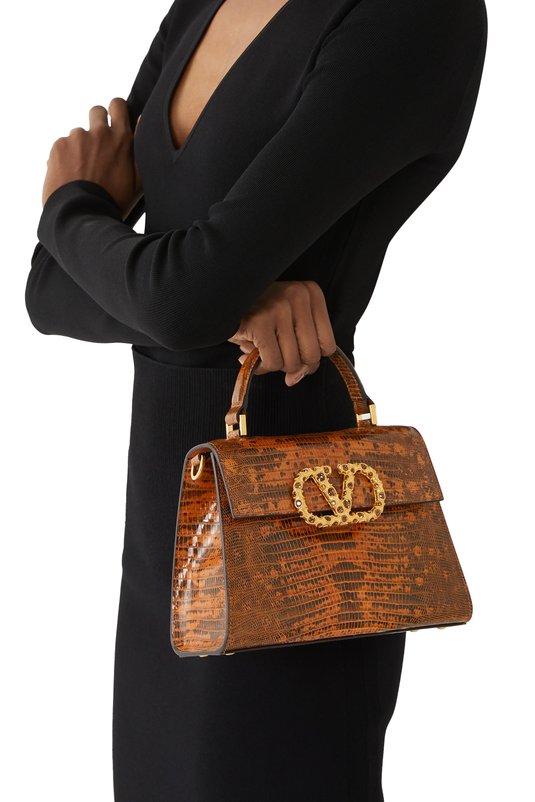 حقيبة بيد علوية بشعار الماركة