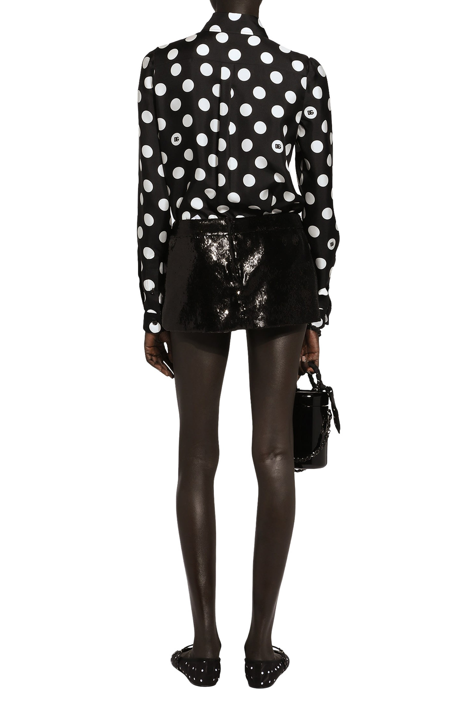 قميص حرير تويل بنقشة نقاط بولكا