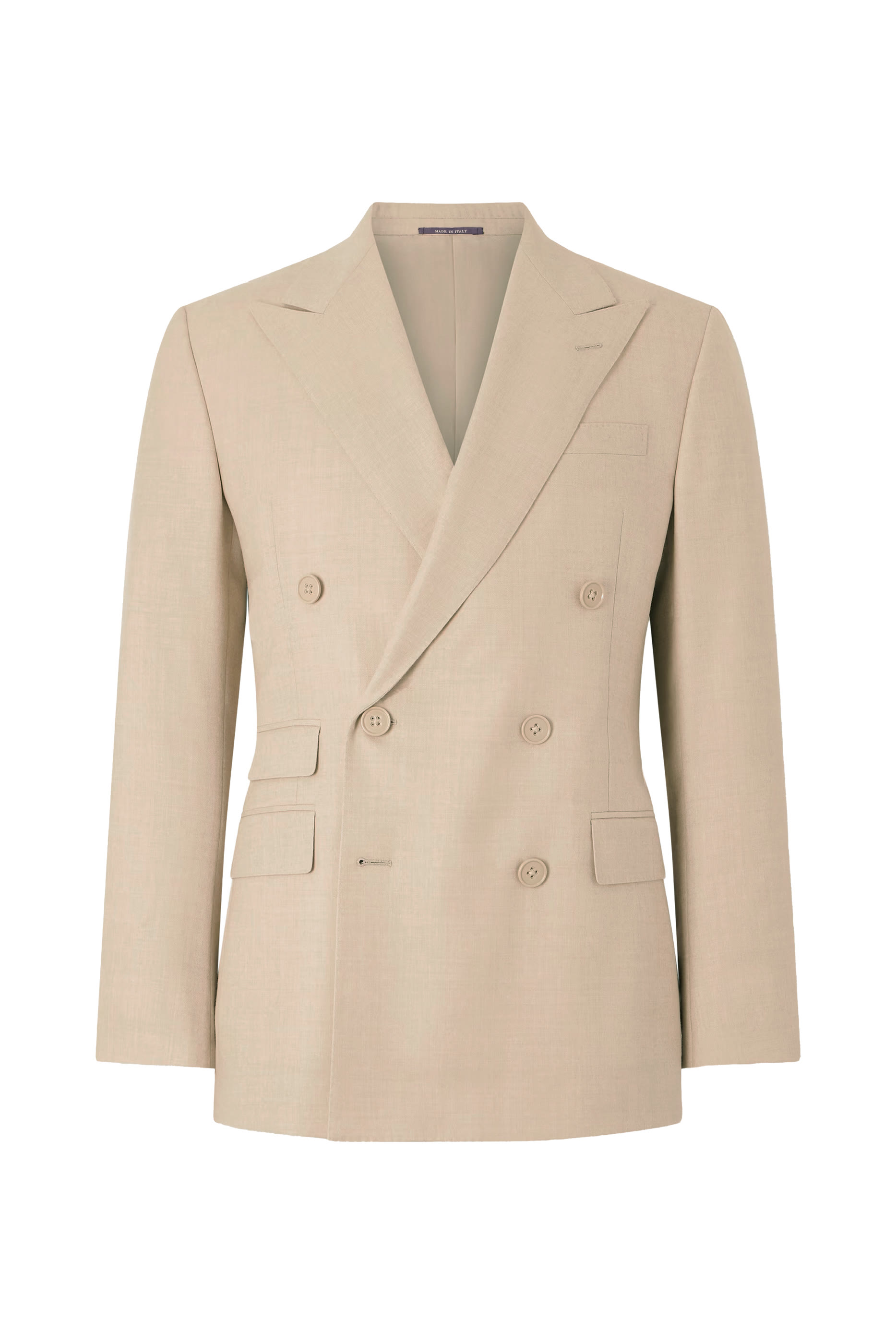 جاكيت كينت بنقشة مربعات بخياطة يدوية صوف