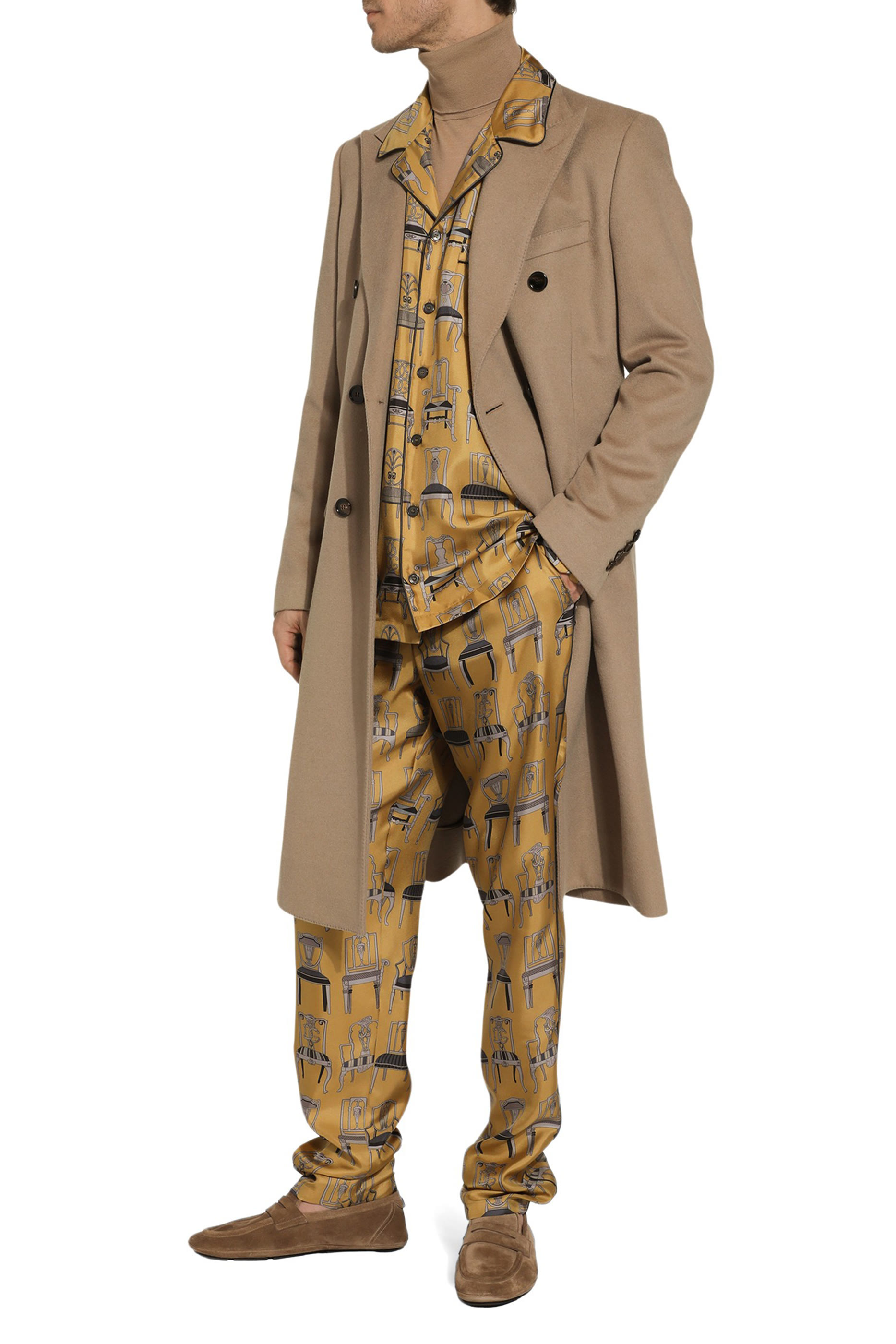 بنطال رياضي حرير تويل بنقشة