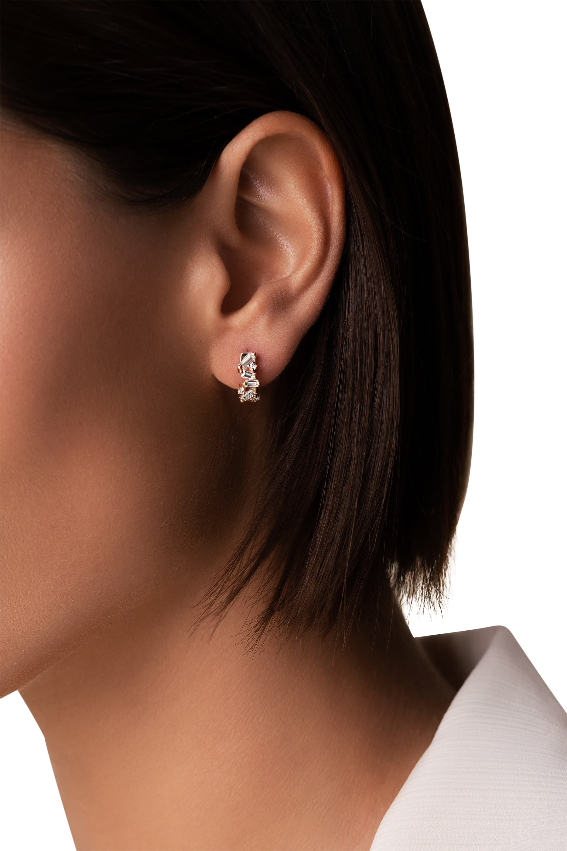 أقراط دائرية فرينزي مرصعة بالماس، ذهب وردي عيار 18