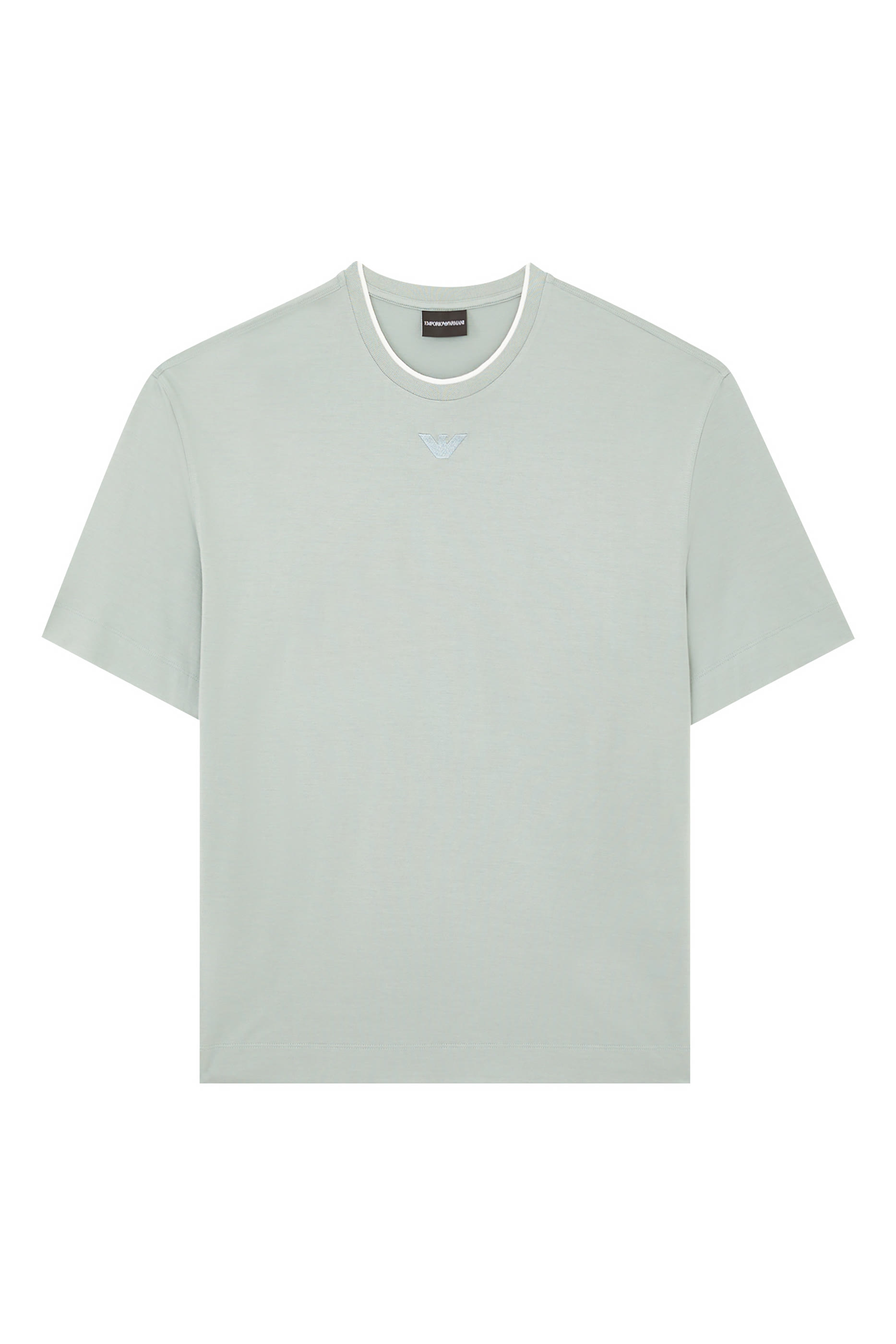 تيشيرت بياقة ضيقة بشعار الماركة