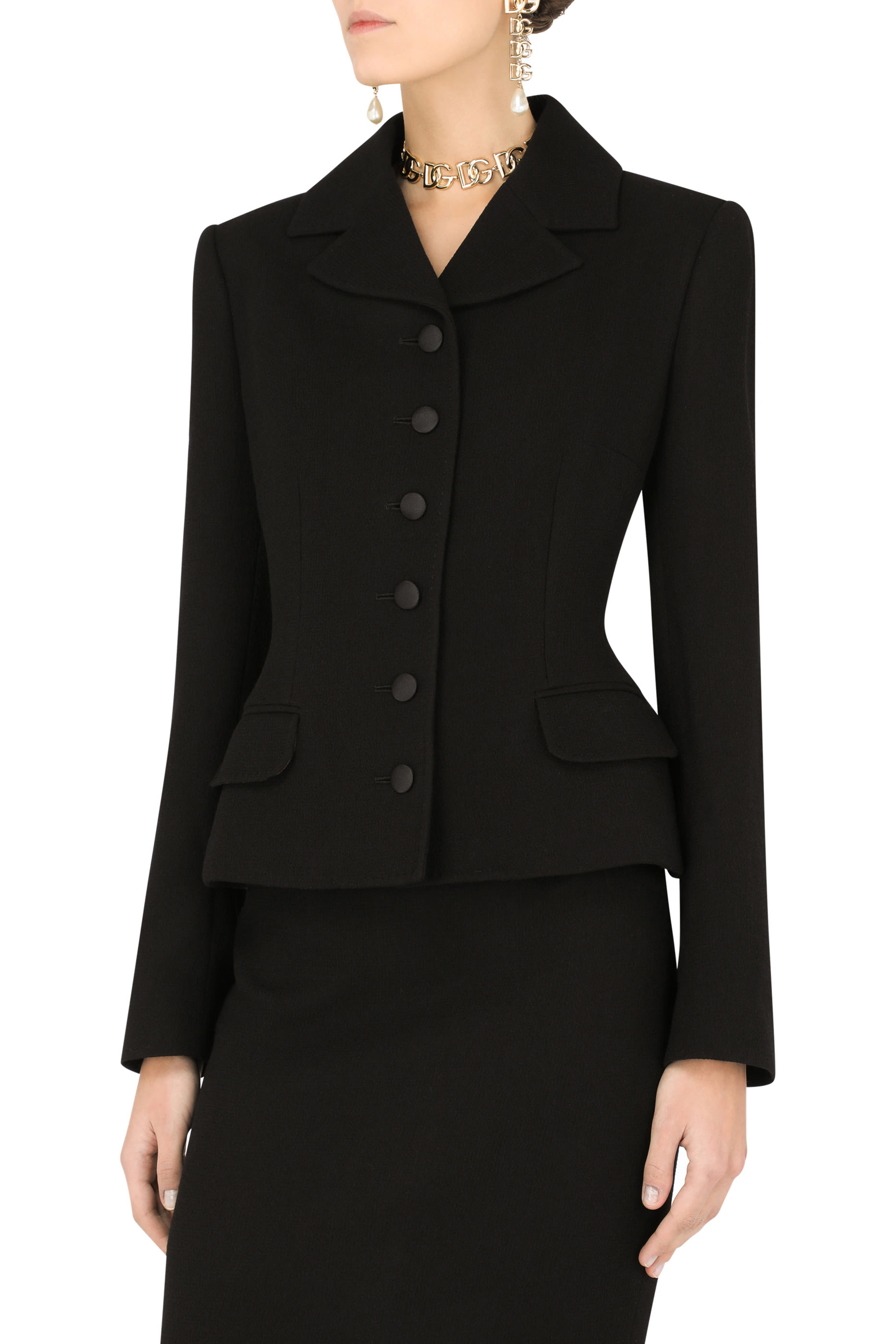 جاكيت بصف أزرار صوف بكر