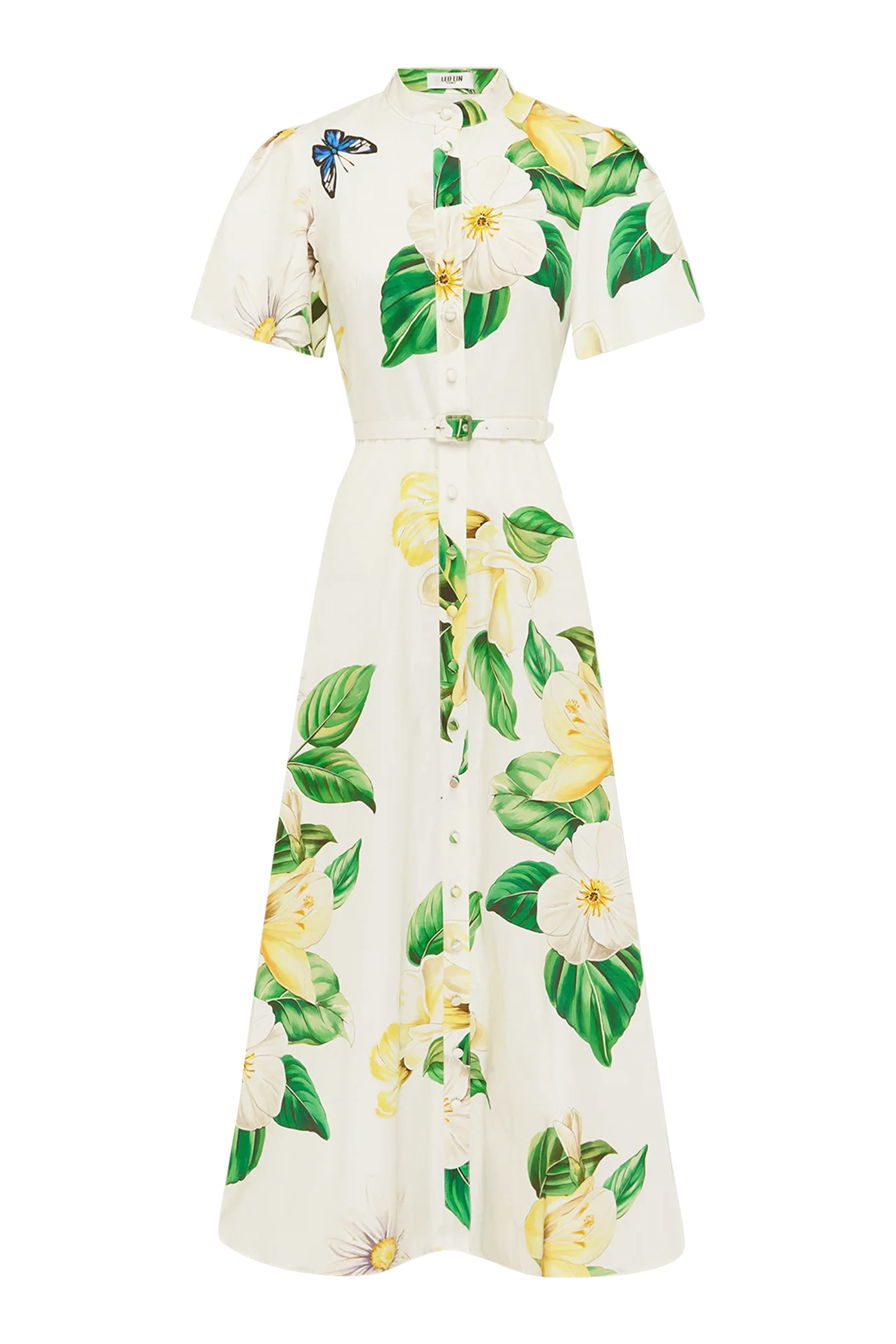 فستان بيانكا متوسط الطول بأكمام قصيرة