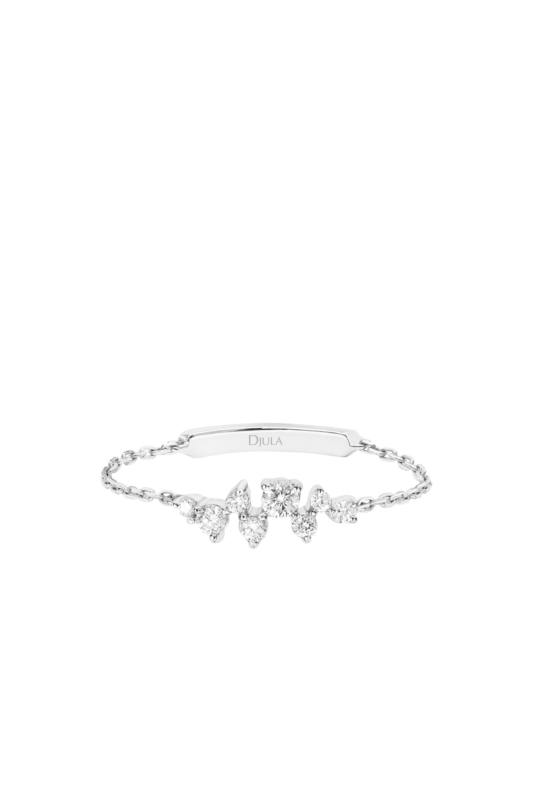 خاتم فايري تيل بسلسلة مزين بالماس، ذهب أبيض عيار 18