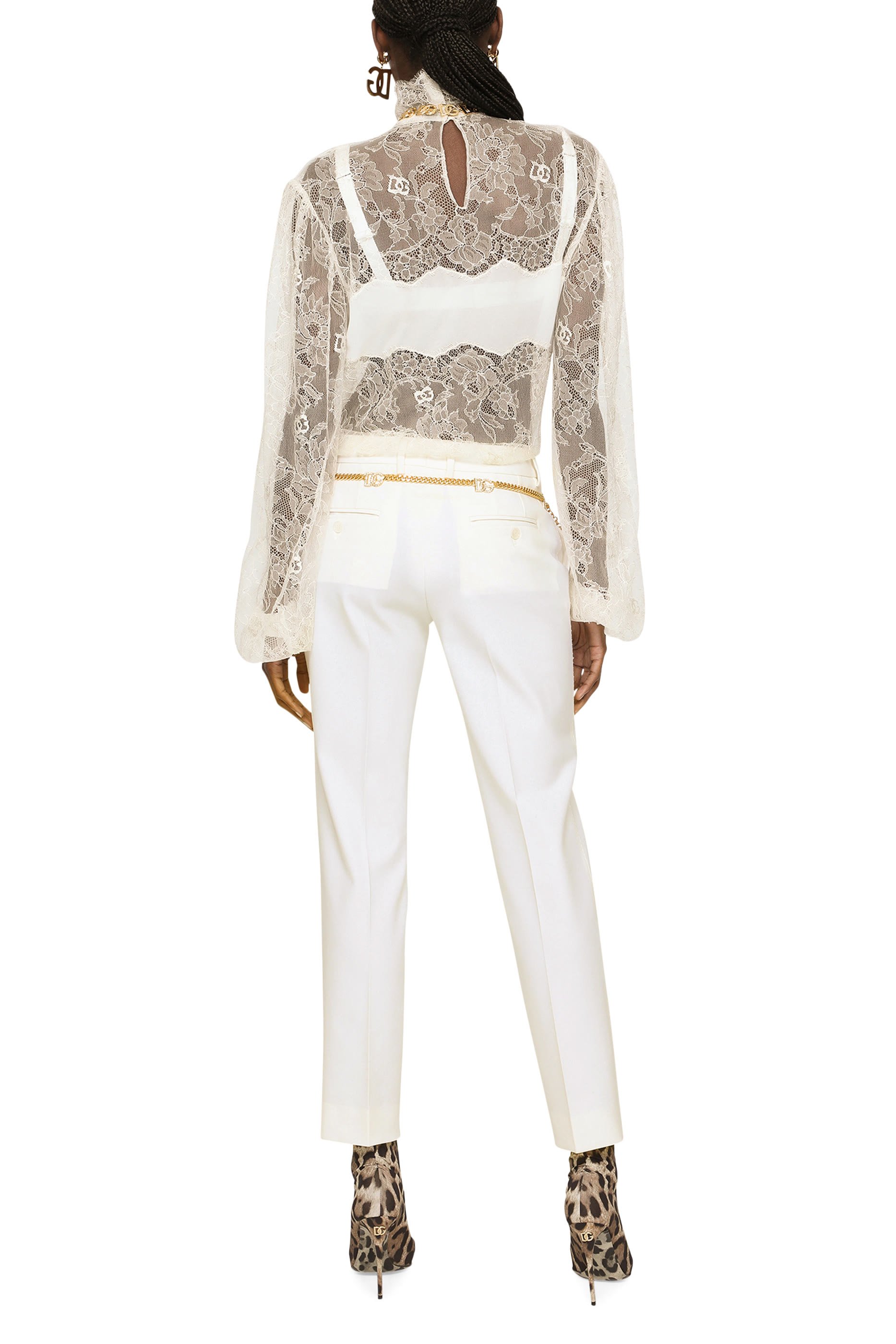 بنطال بخصر منخفض صوف