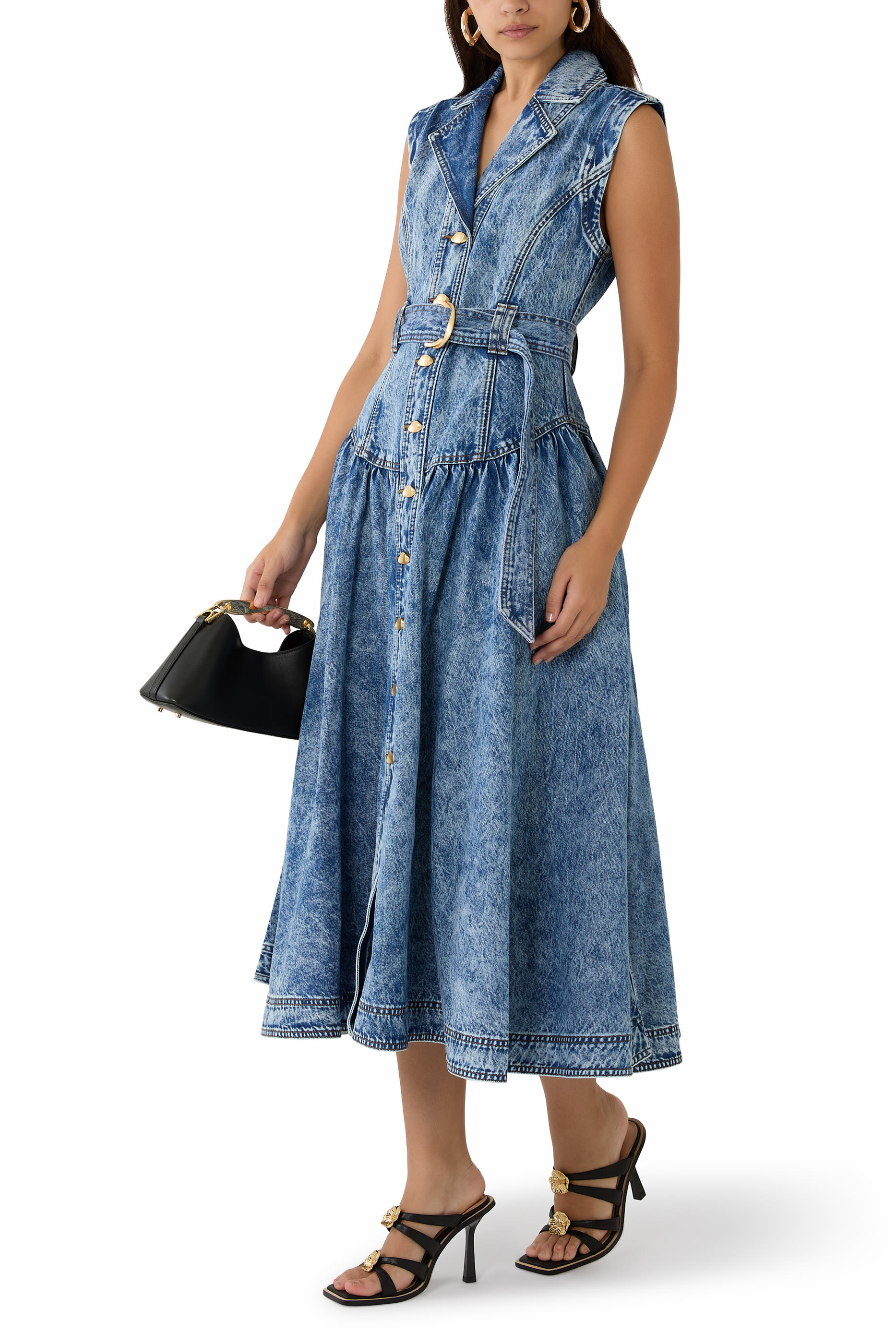 فستان أنجلينا متوسط  الطول بحزام