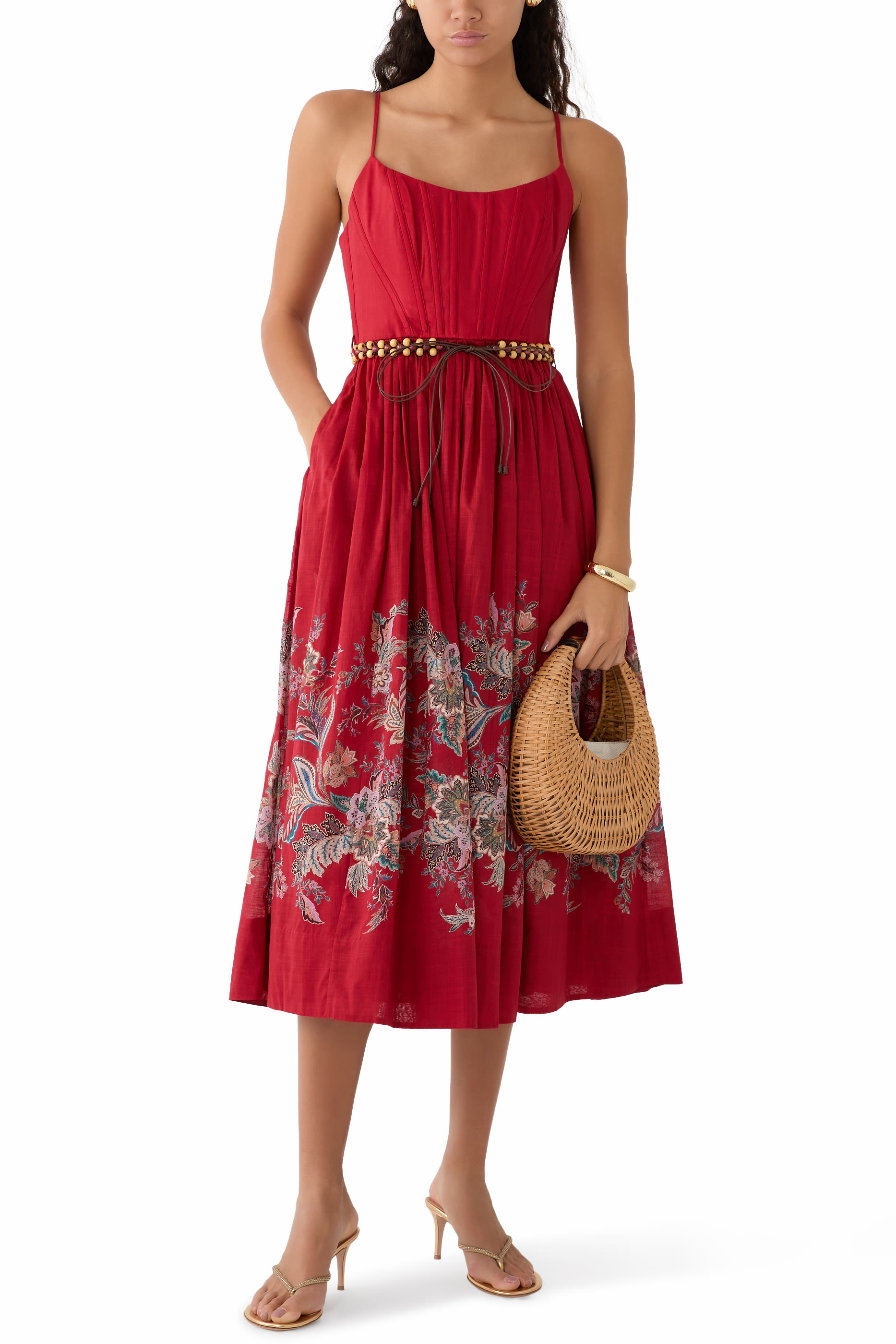 فستان ريانون متوسط الطول بصدرية كورسيه