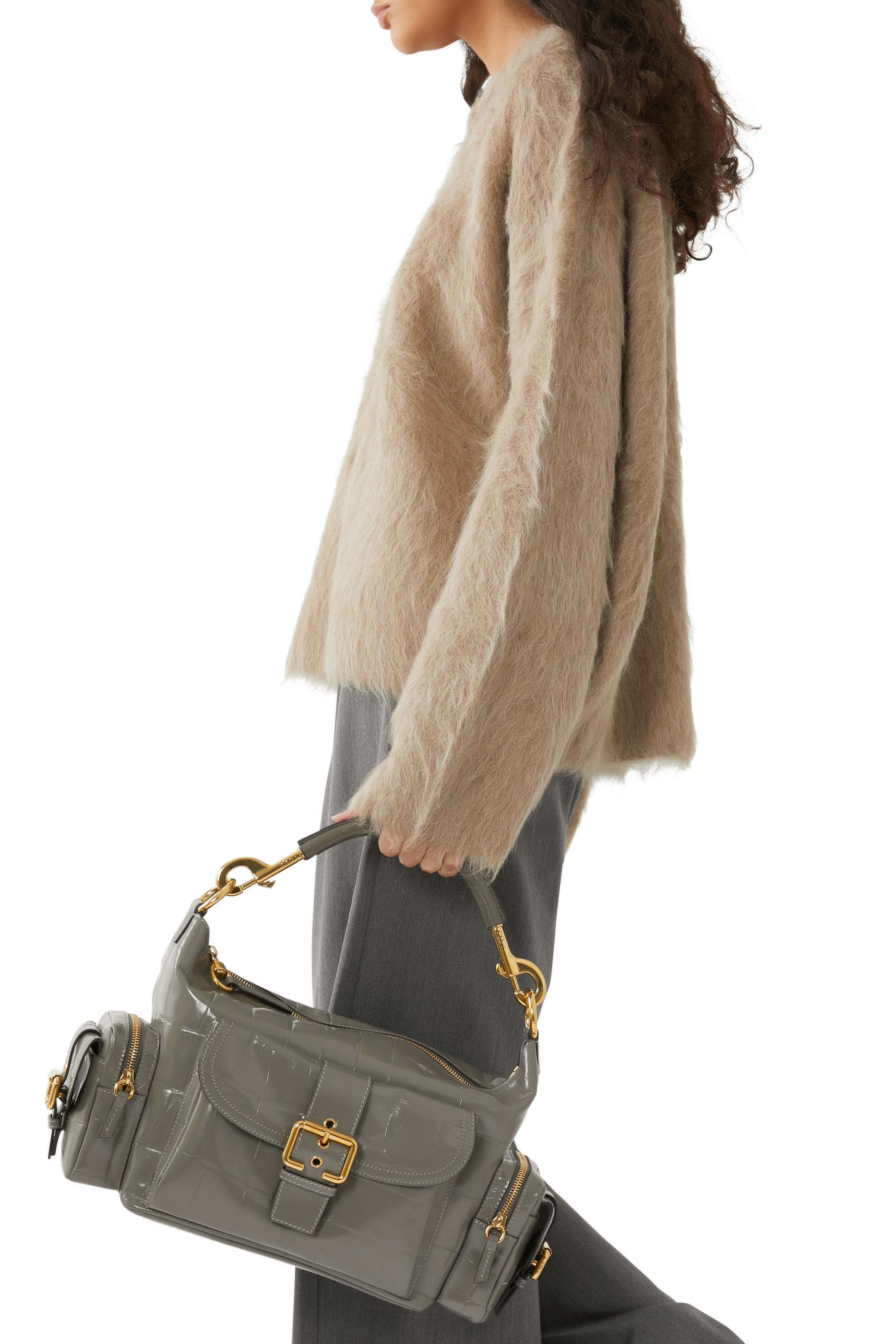 حقيبة كاميرا بنقشة جلد التمساح