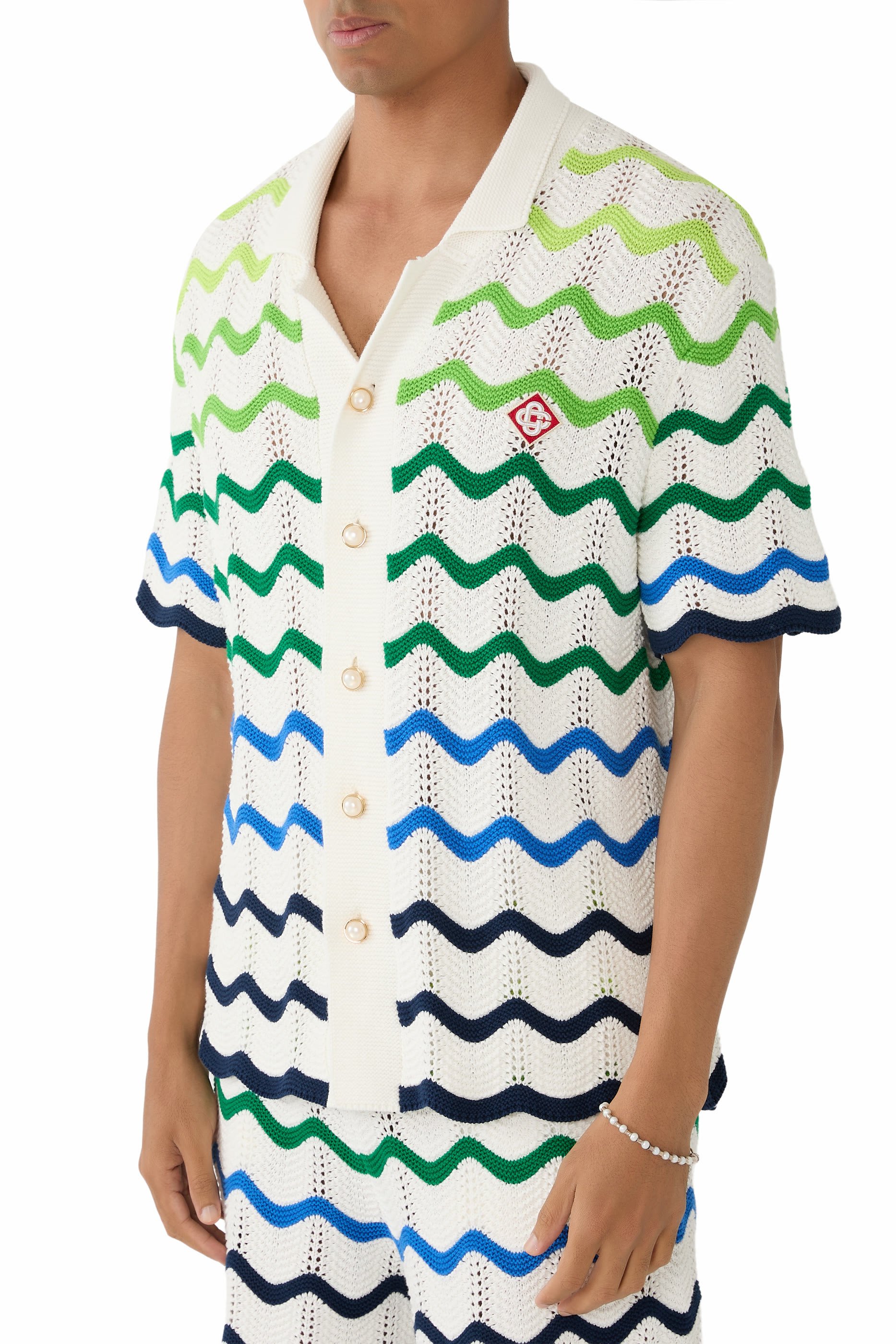 Wave Short Sleeve Knitted Shirt