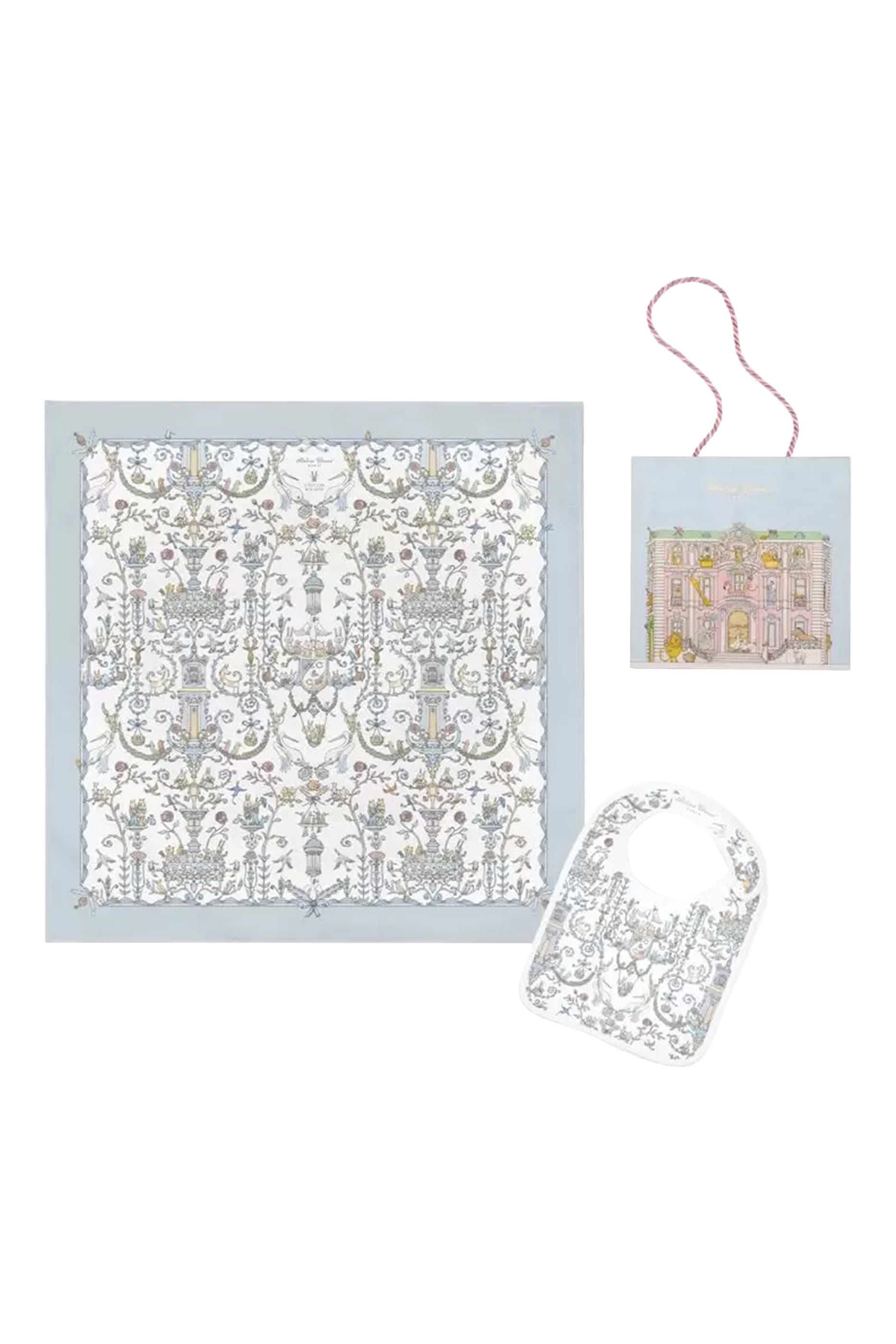 طقم وشاح بنقشة توي دو جوي ومريلة ساتان للأطفال