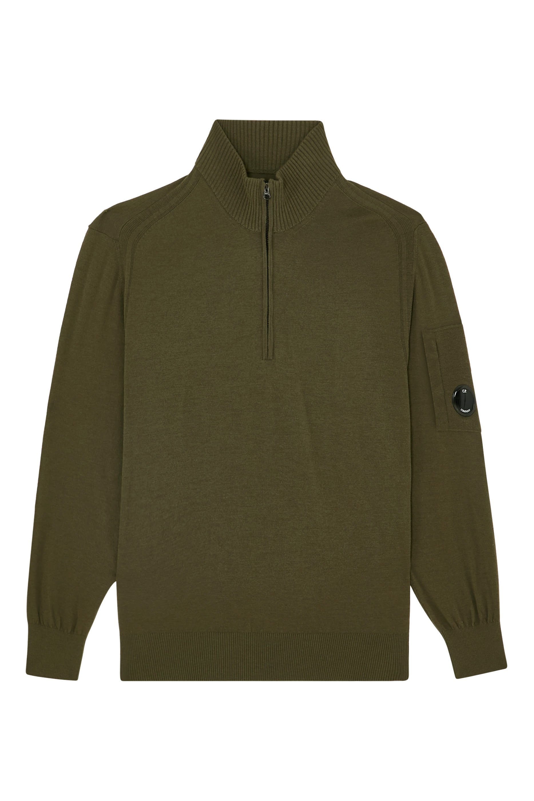 قميص بولو منسوج بياقة ونصف سحاب 