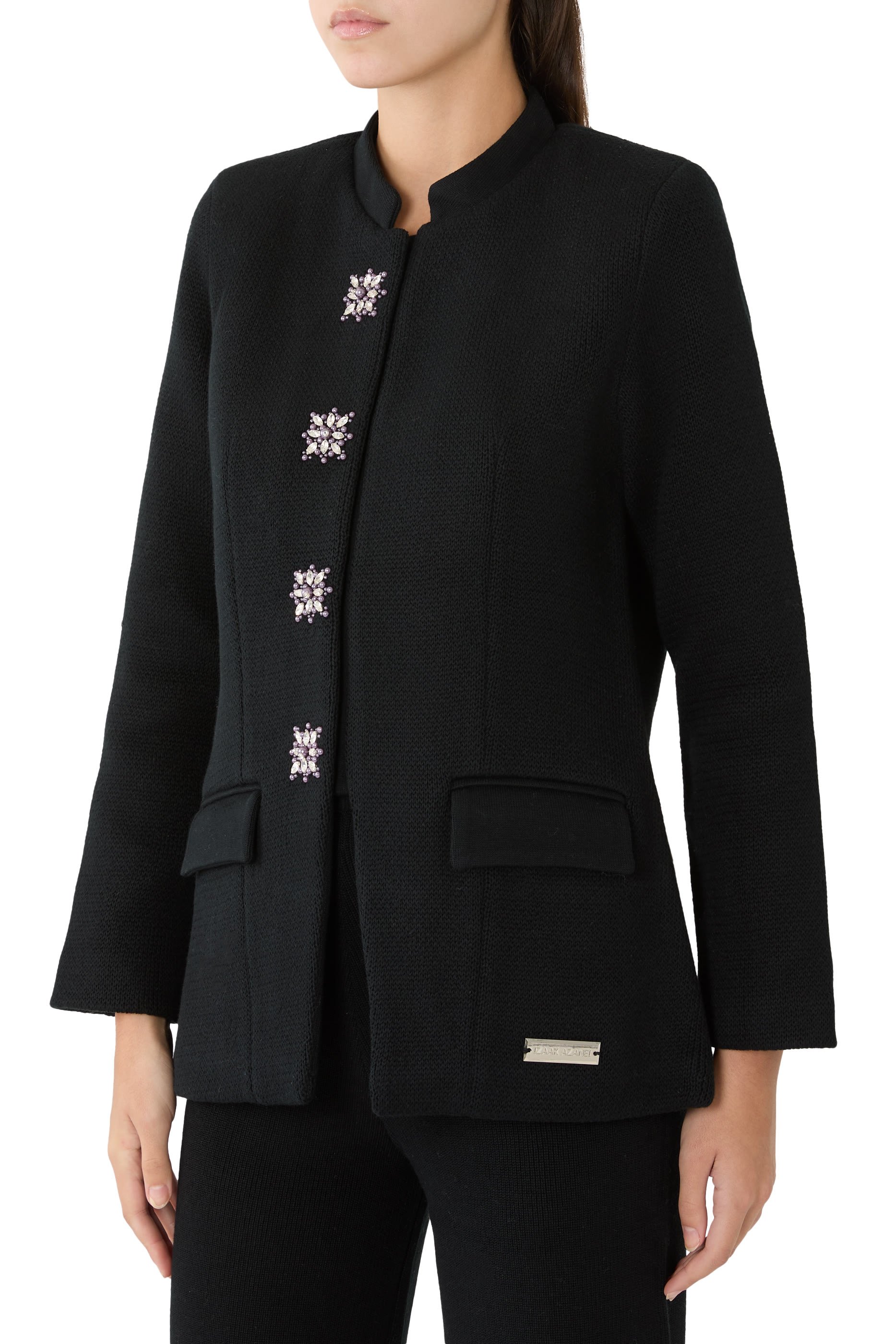 Button-Detail Nehru Collar Jacket