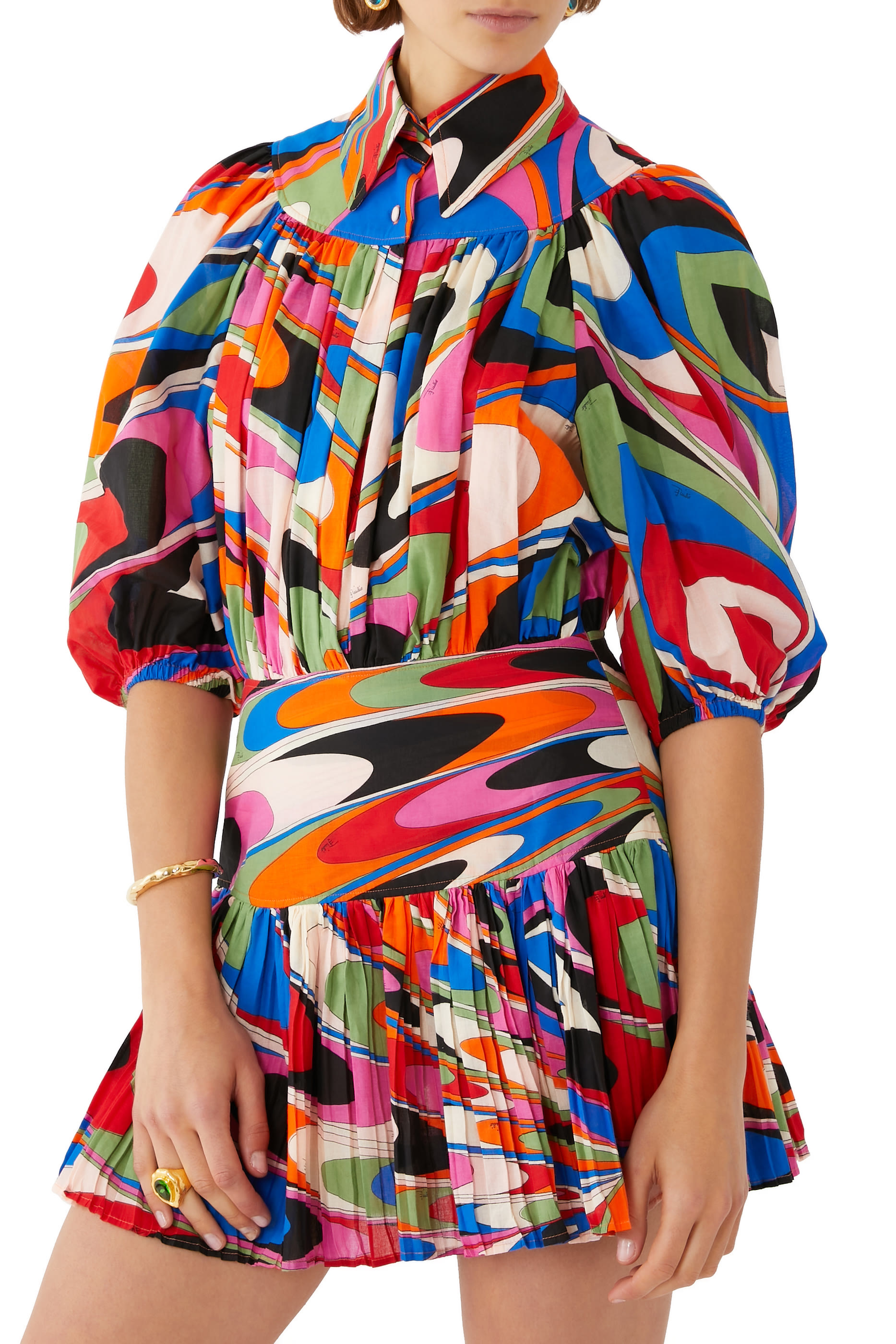 فستان بنقشة اوندي قطن