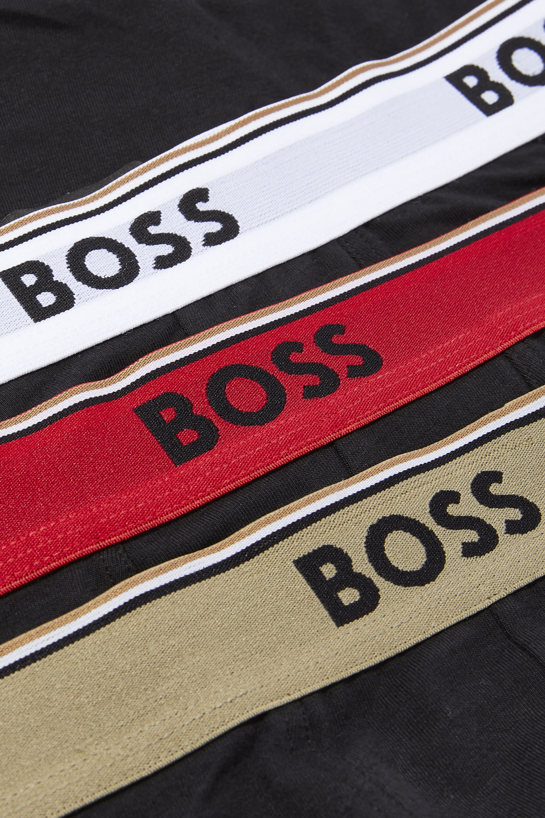 طقم بوكسرات بحزام خصر مزين بشعار الماركة، 3 قطع