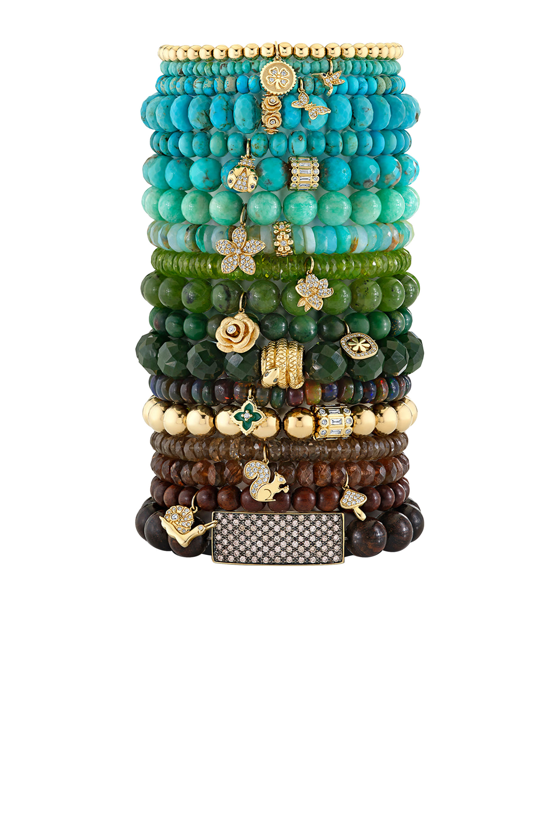 سوار ديزي رونديل مرصع بماس وأوبال بيروفي، ذهب أصفر عيار 18