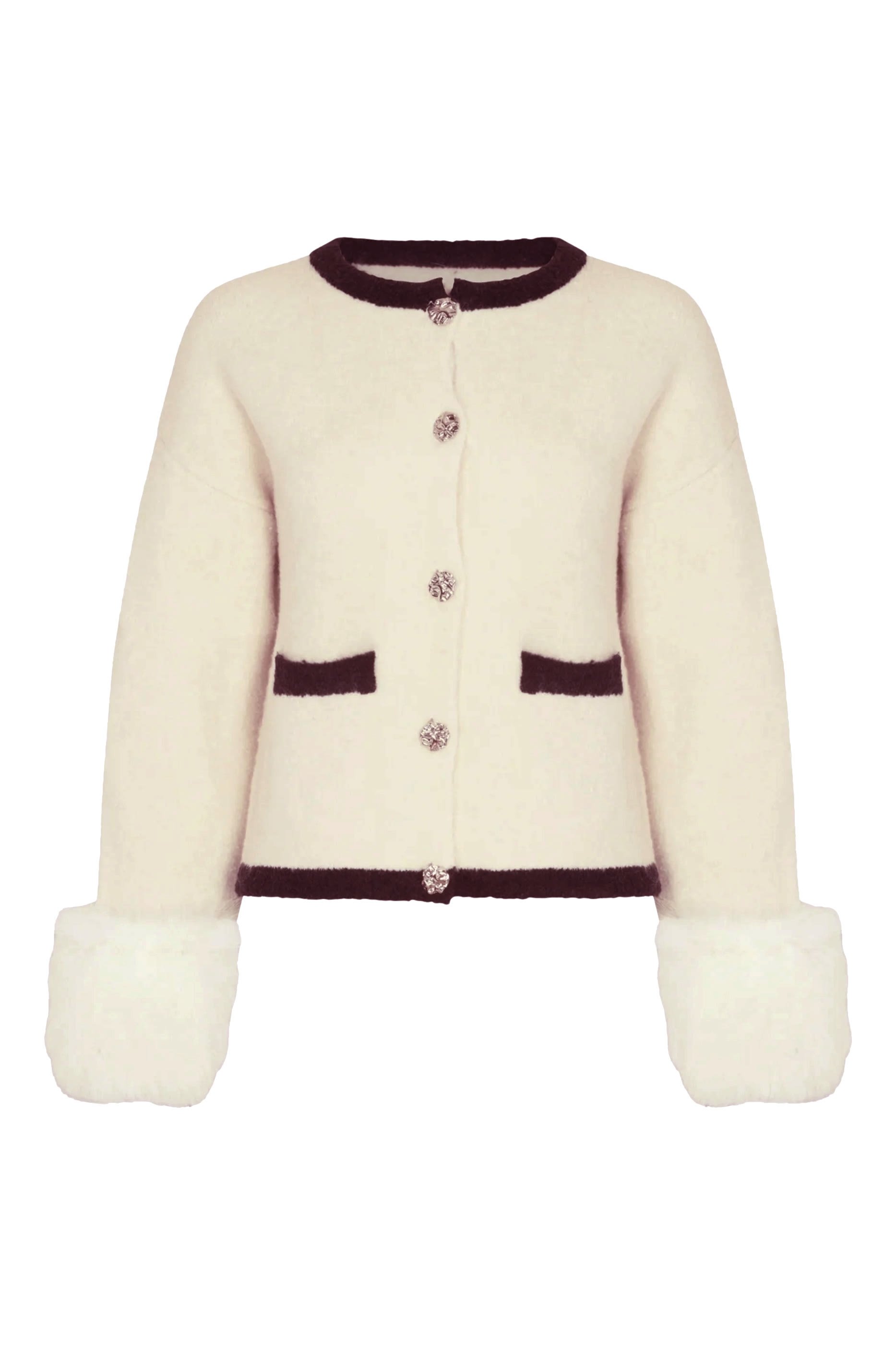 كارديجان بأساور بارزة الملمس وتفاصيل بلون مغاير