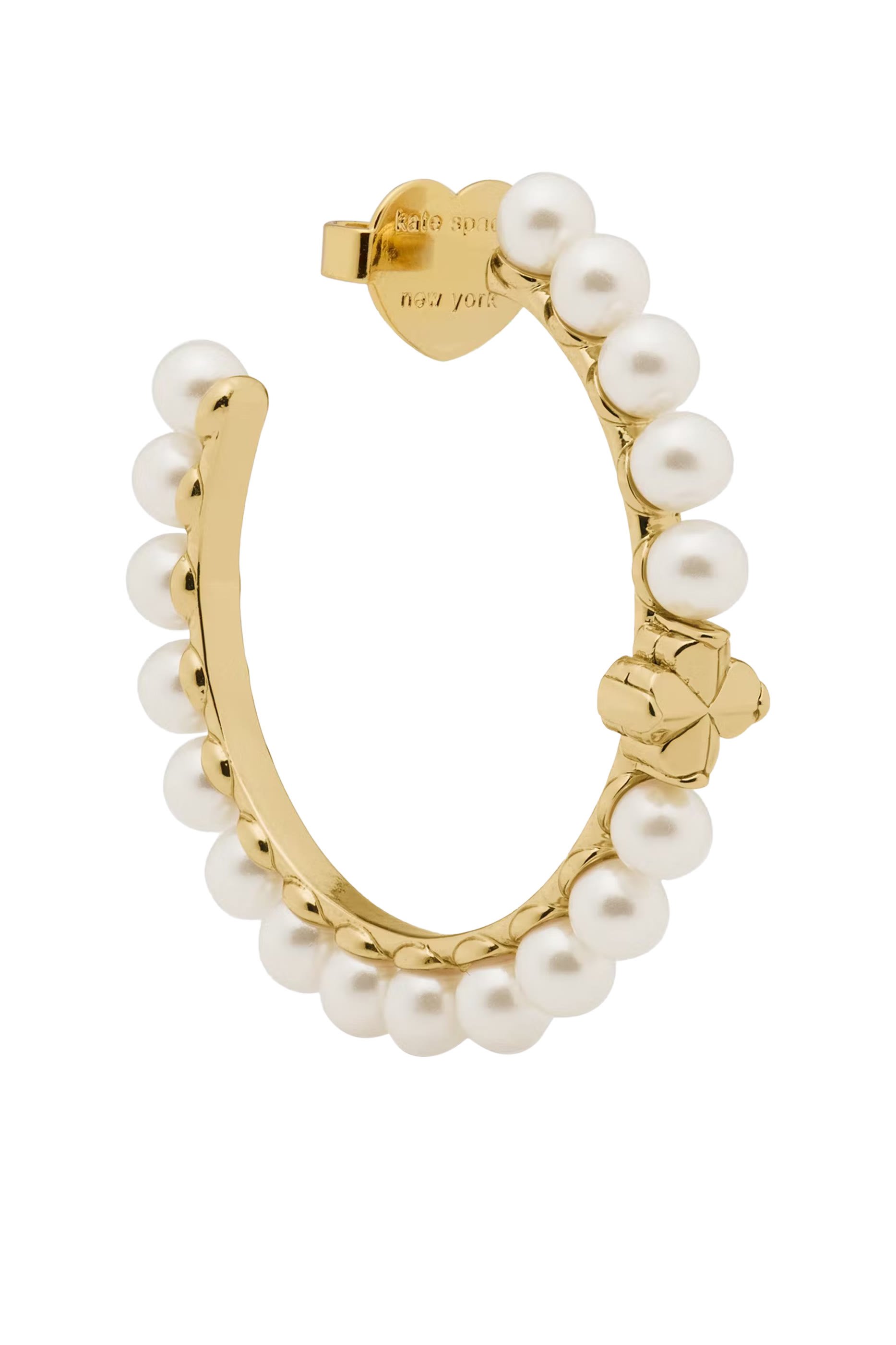 أقراط دائرية بحلي بتصميم زهور بالشكل البستوني، لؤلؤ راتنج يوريا وأحجار زركونيا مكعبة