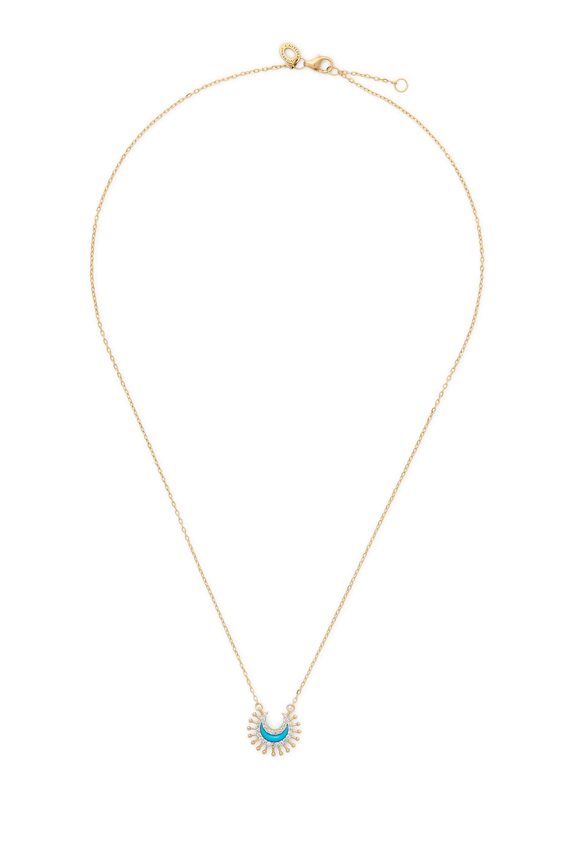 قلادة ويذ لاك مزينة بالفيروز والماس، ذهب أصفر عيار 18