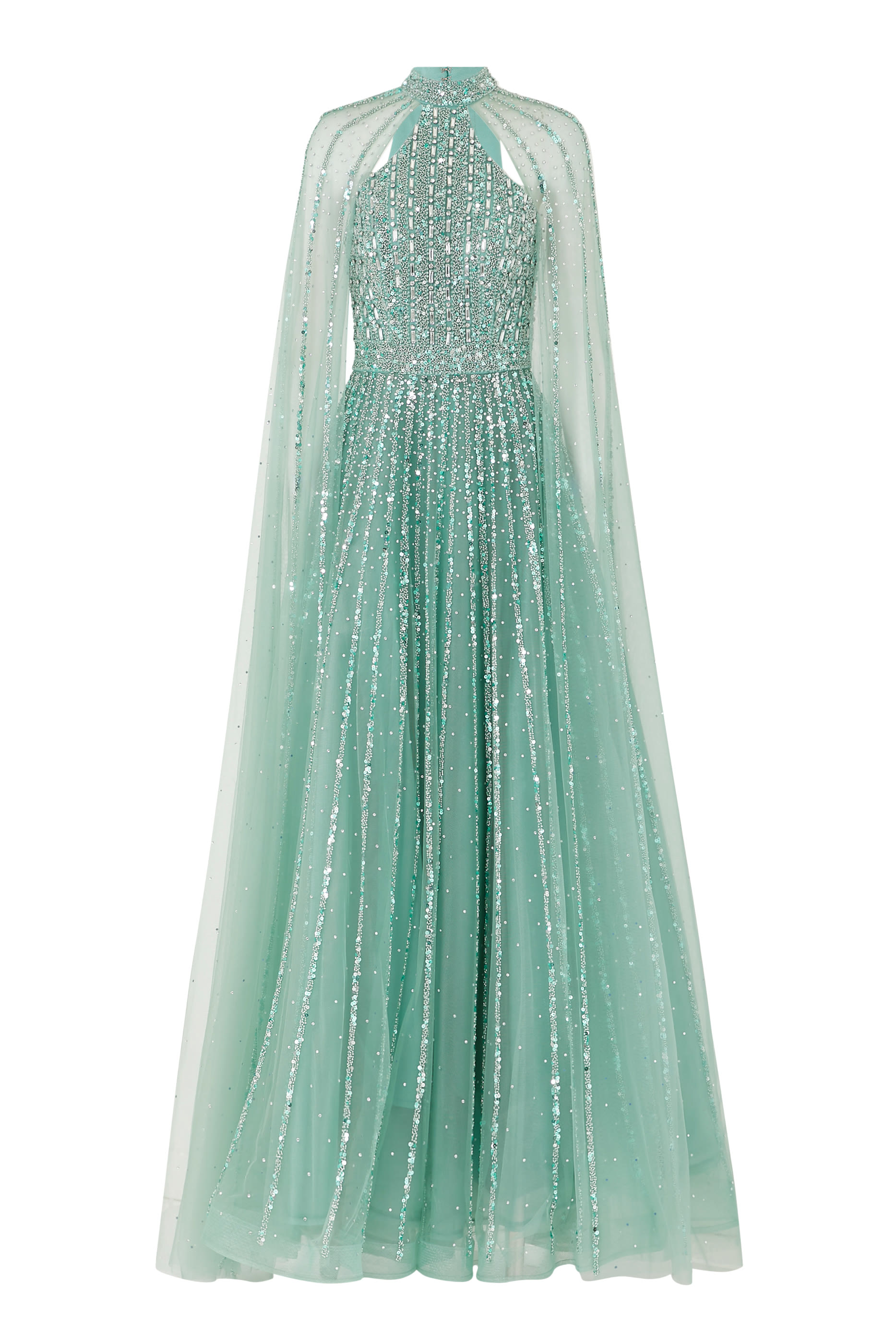 فستان سهرة بأكمام كاب