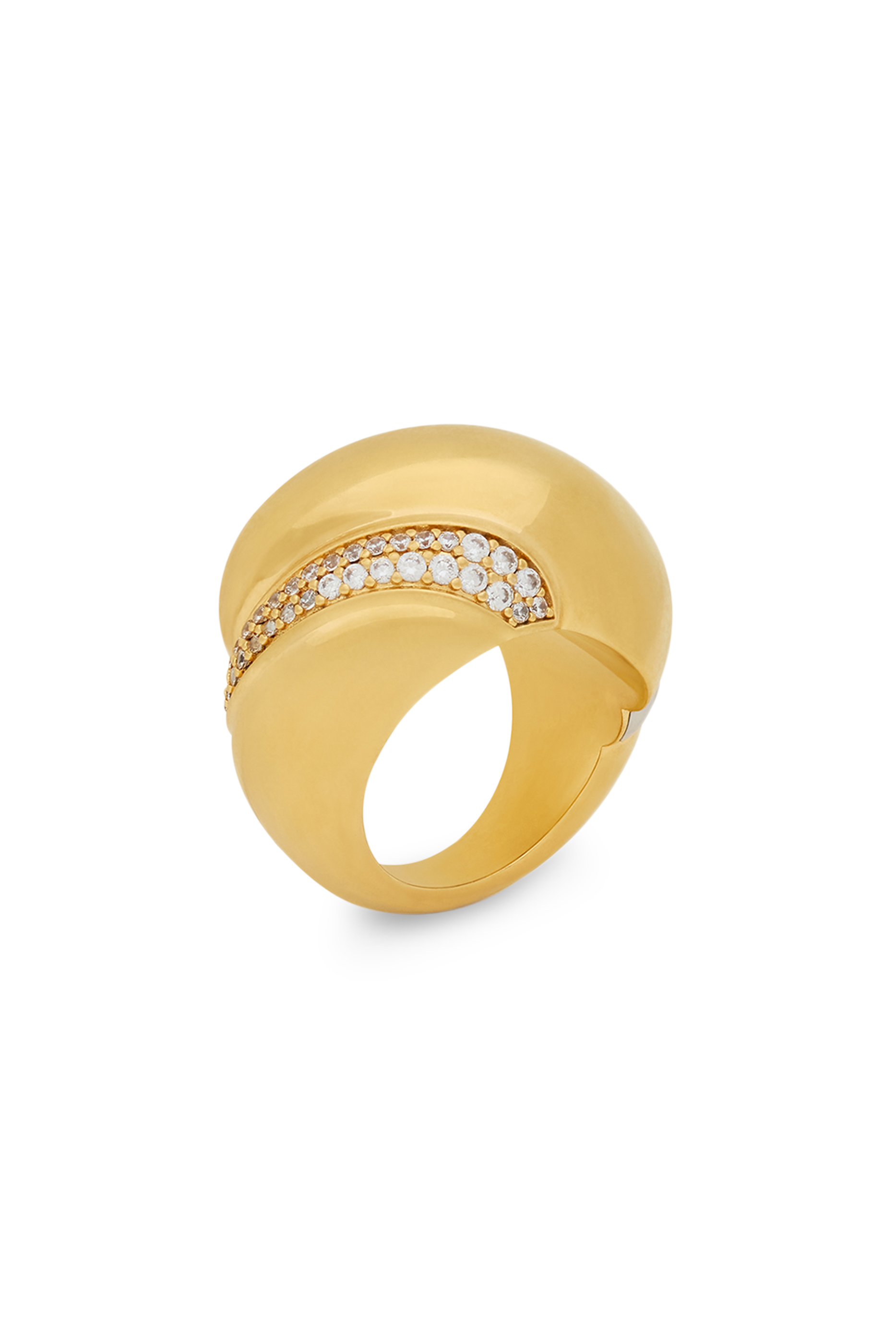 خاتم معدني بتصميم دوامة مرصع بالكريستال