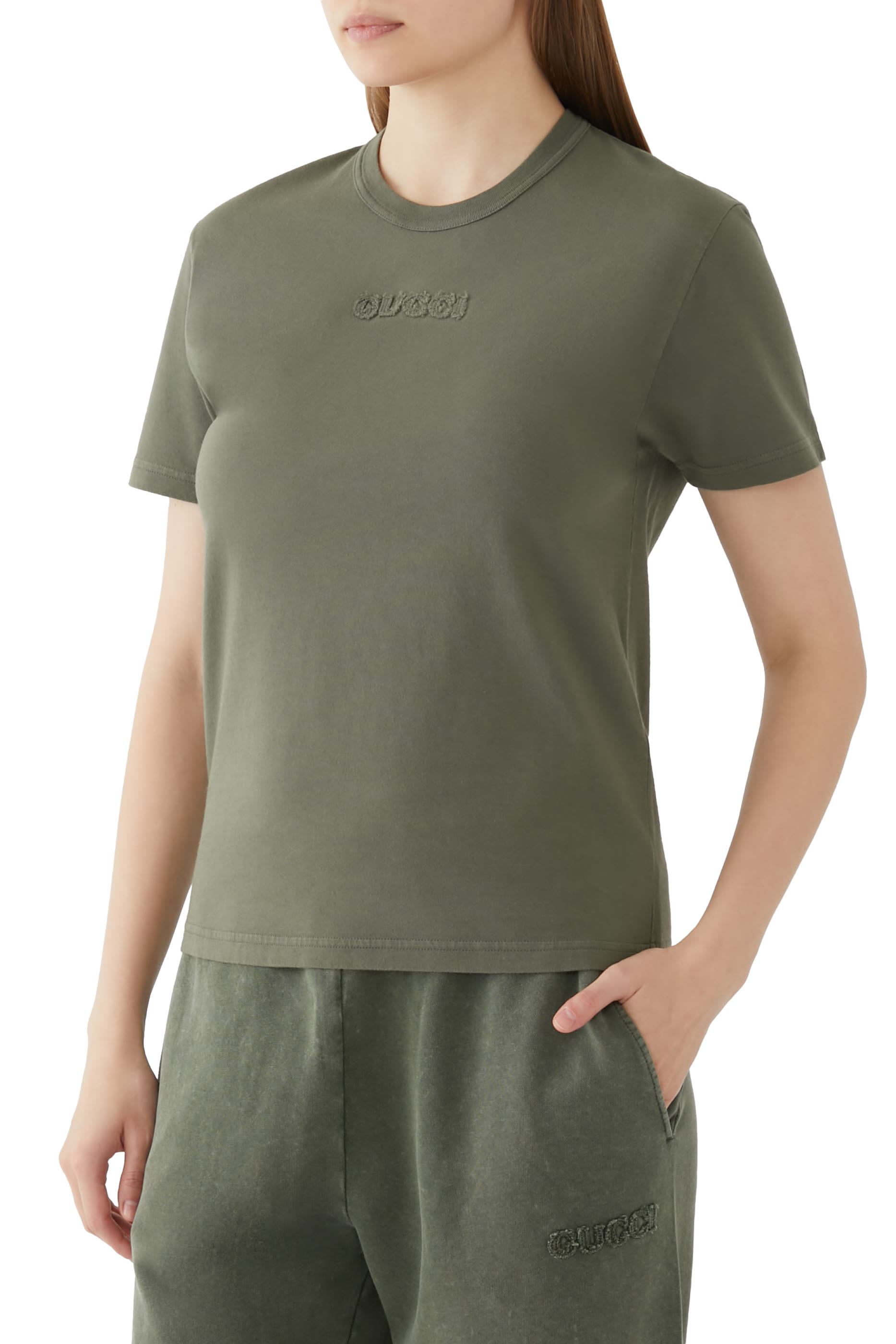 تيشيرت بتطريز قطن جيرسيه