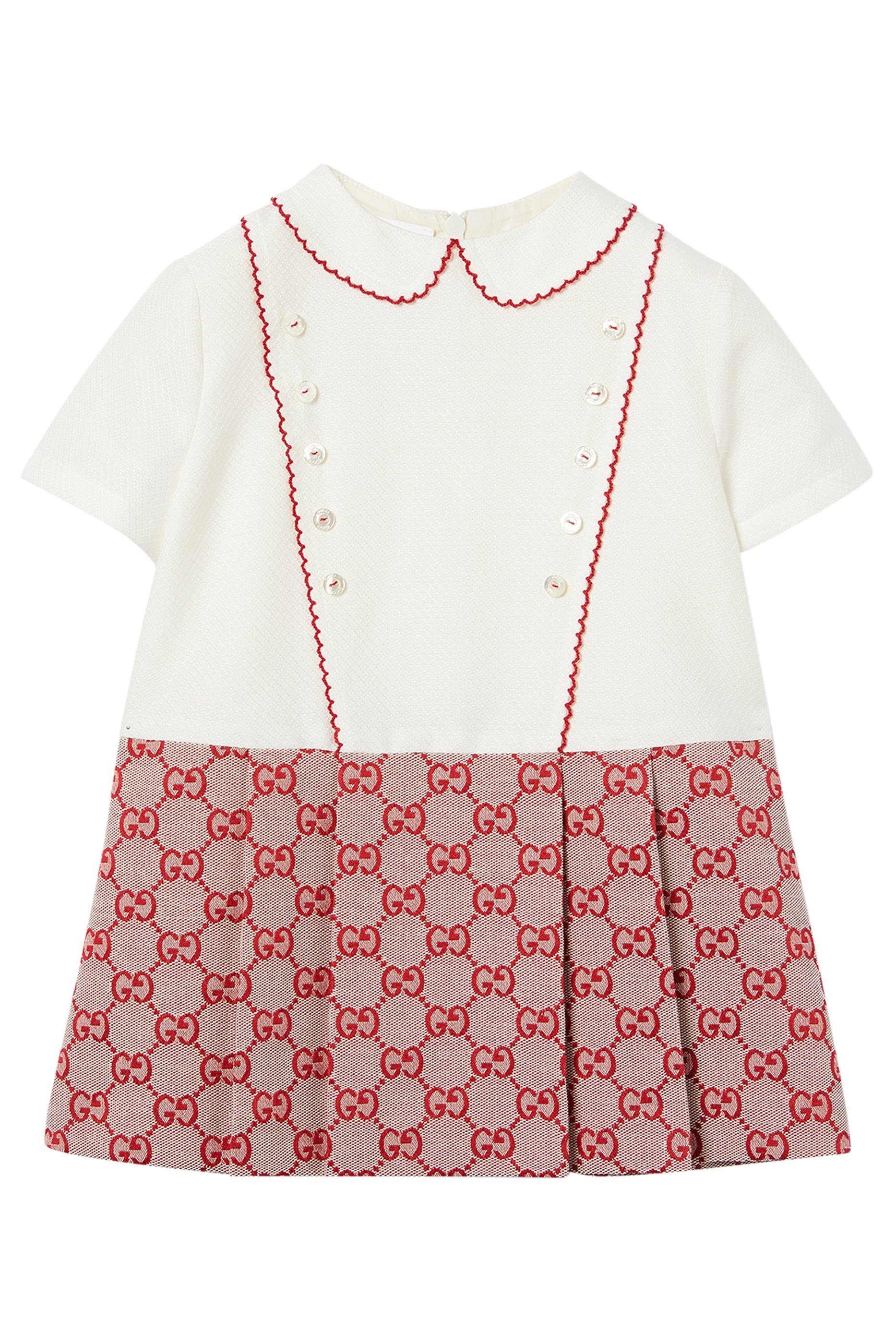 فستان قماش قنب محفور بحرفي شعار الماركة للأطفال