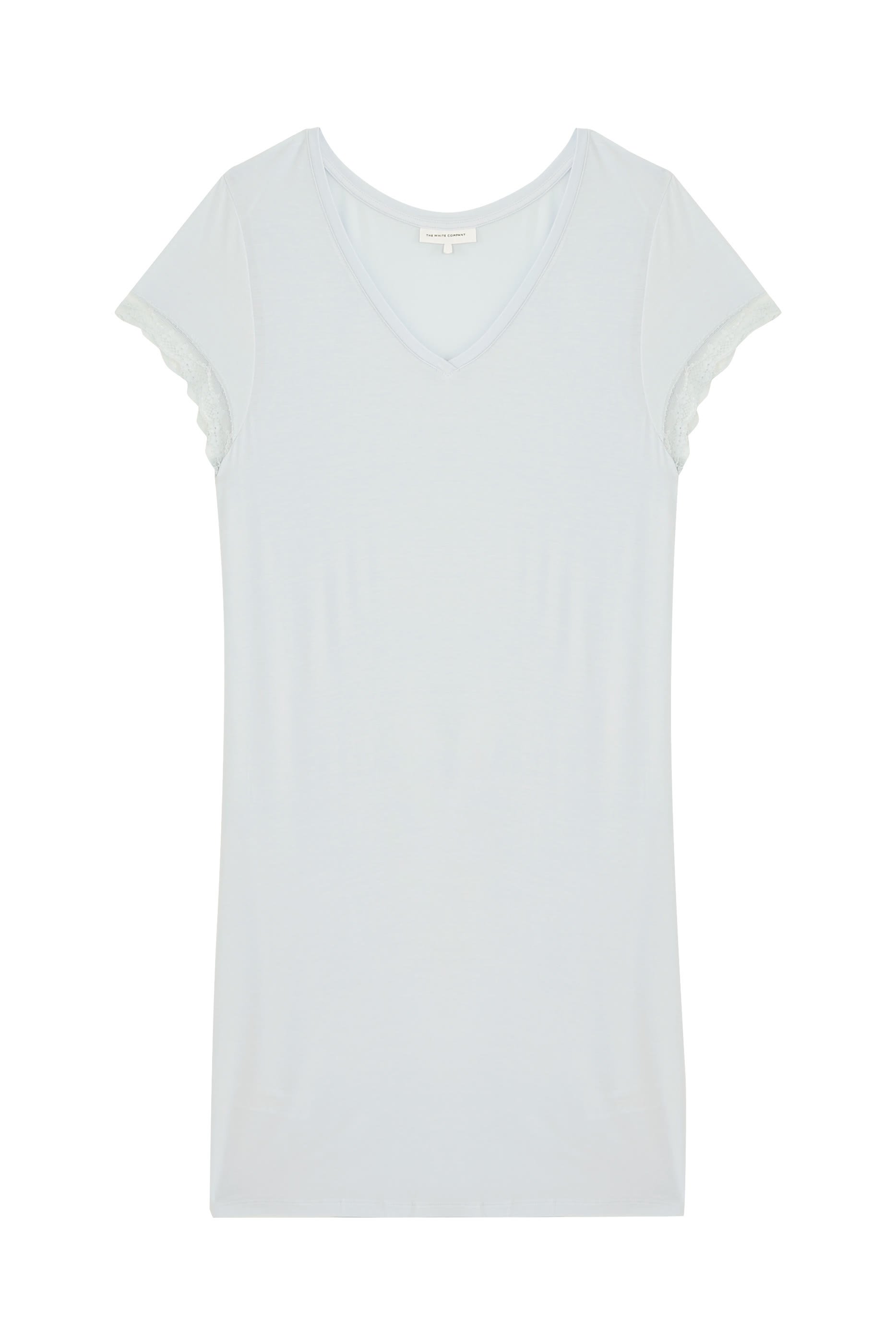 قميص نوم بحافة دانتيل وياقة V جيرسيه