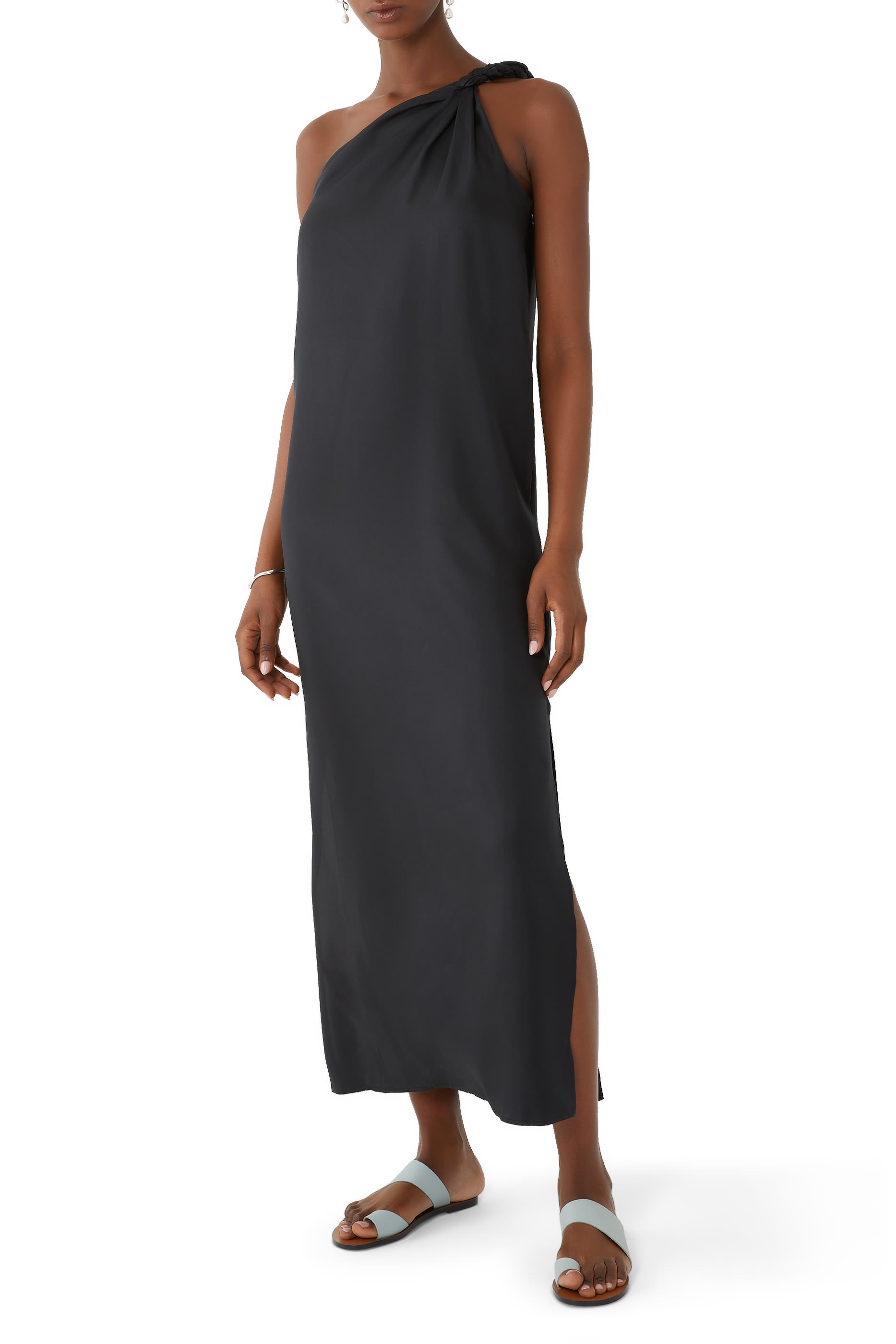 فستان أديلا متوسط الطول بكتف واحد