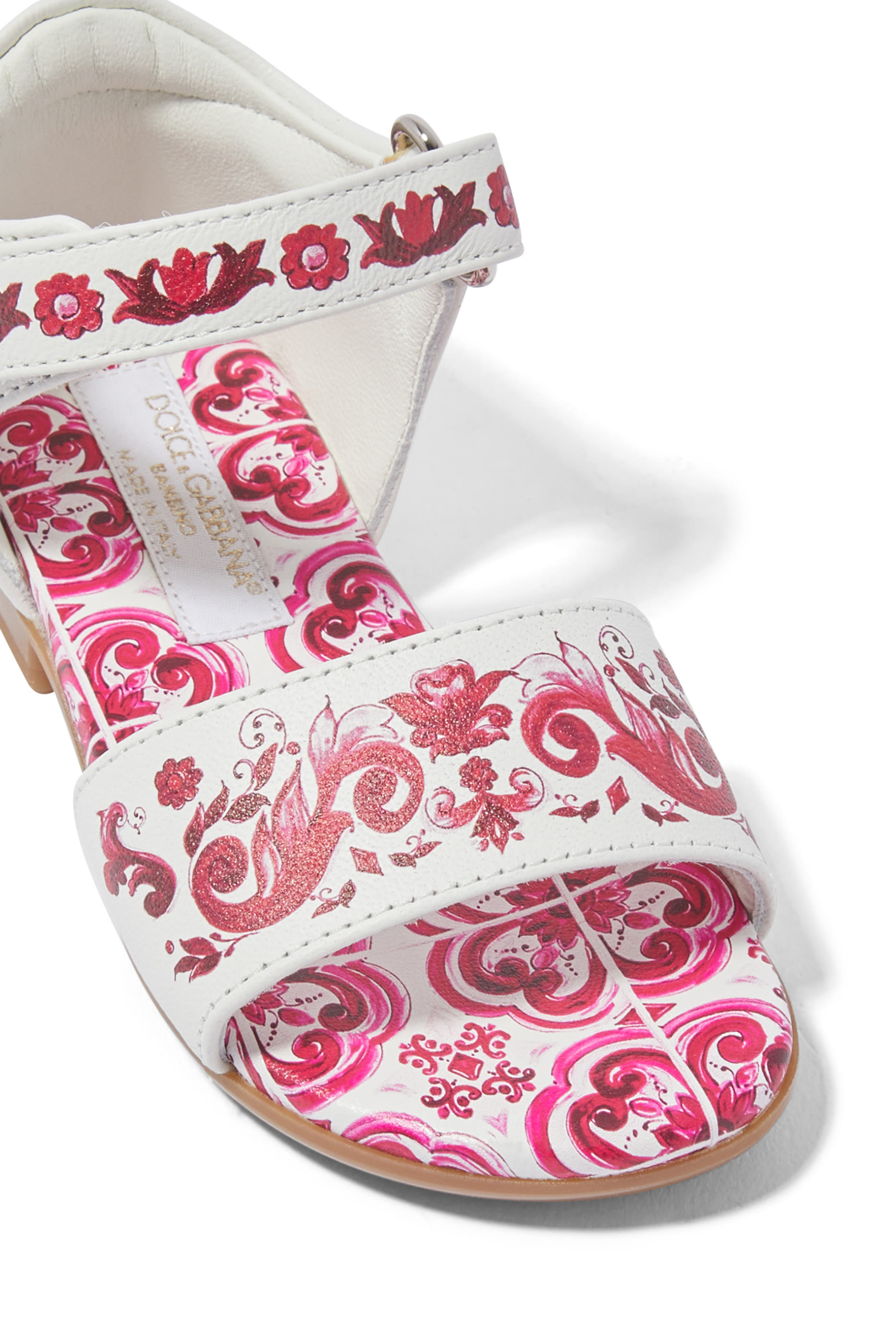 صندل جلد عجل بطبعات مايولكا للأطفال