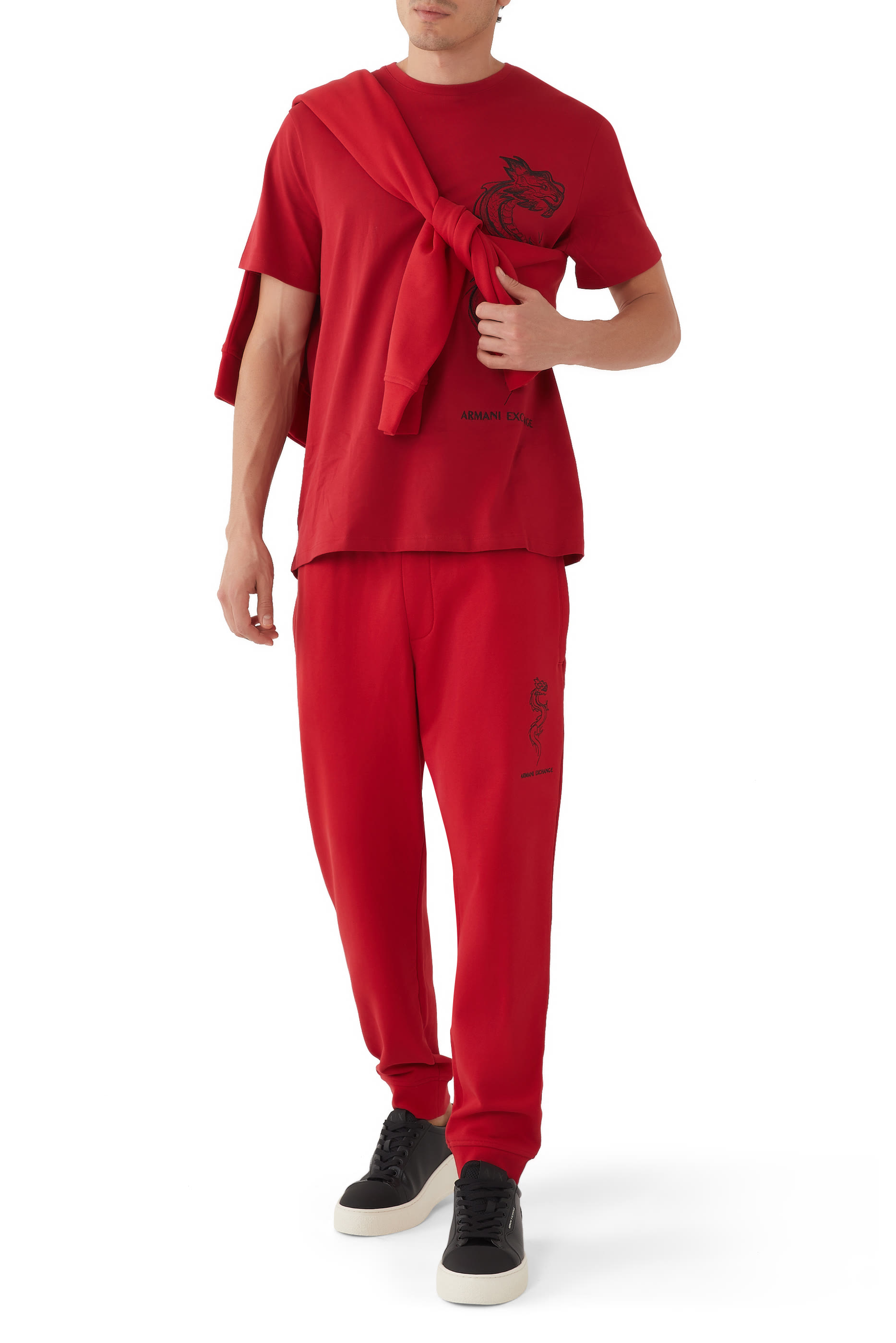 بنطال رياضي قطن جيرسيه بتطريز تنين