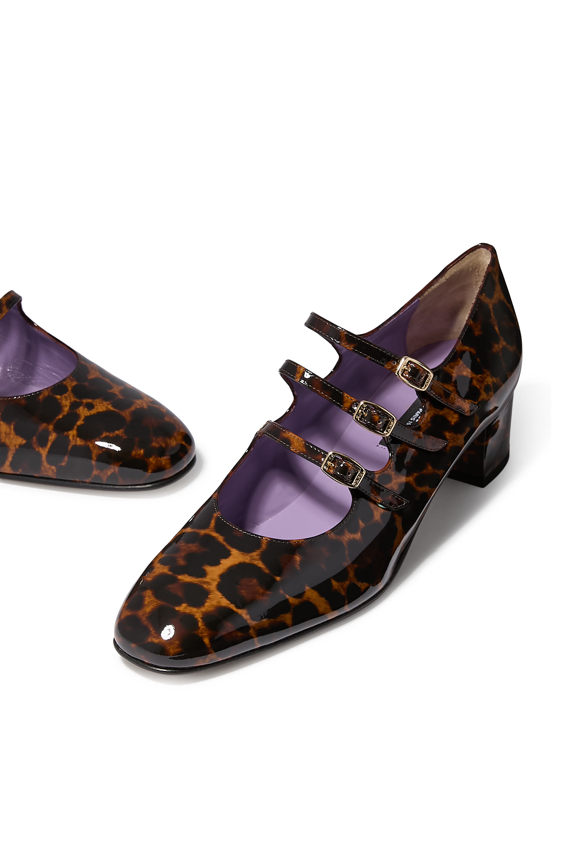 حذاء كلاسيكي ماري جاين كينا 40 جلد لامع بنقشة جلد الفهد