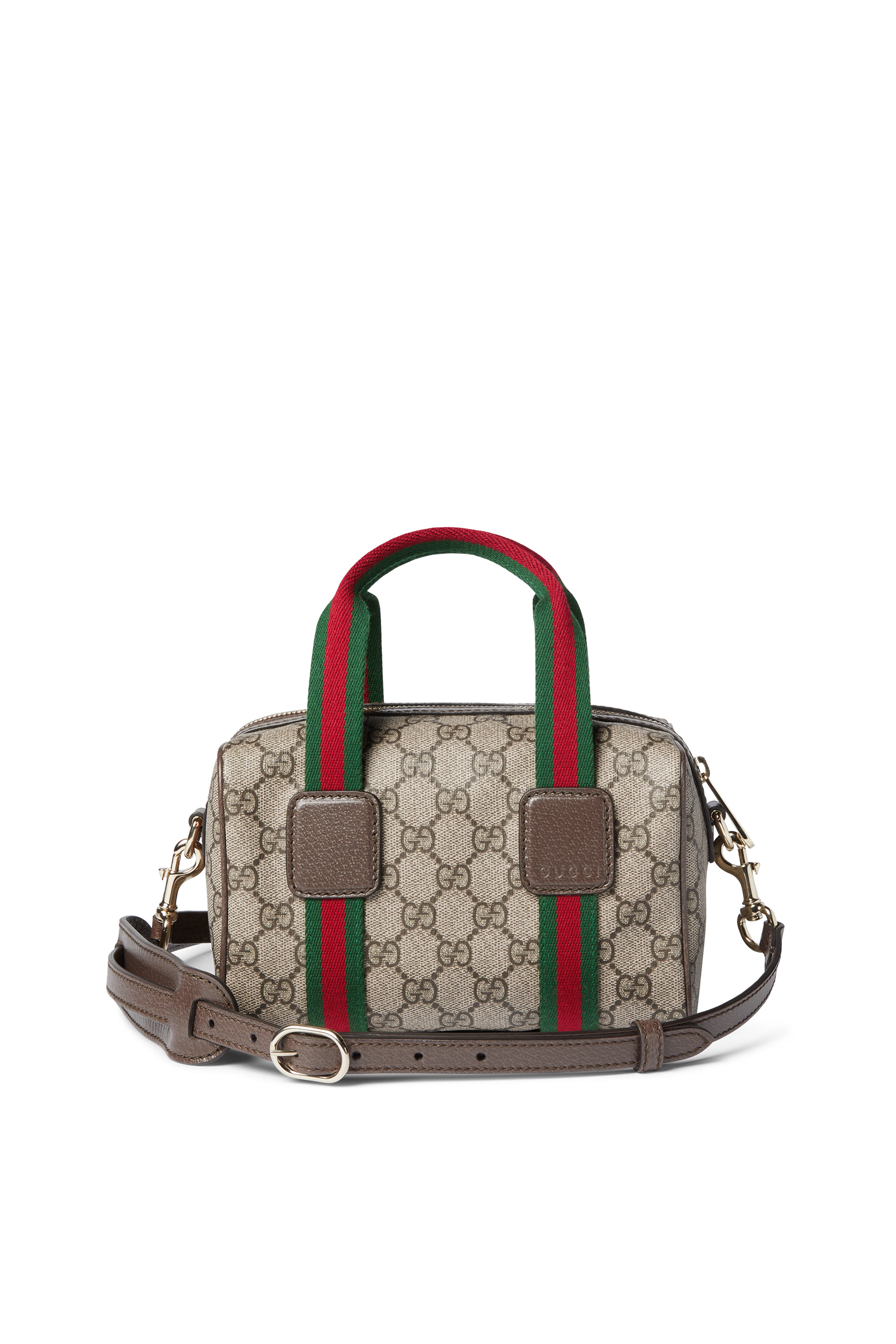 حقيبة يد صغيرة مزينة بشعار الماركة