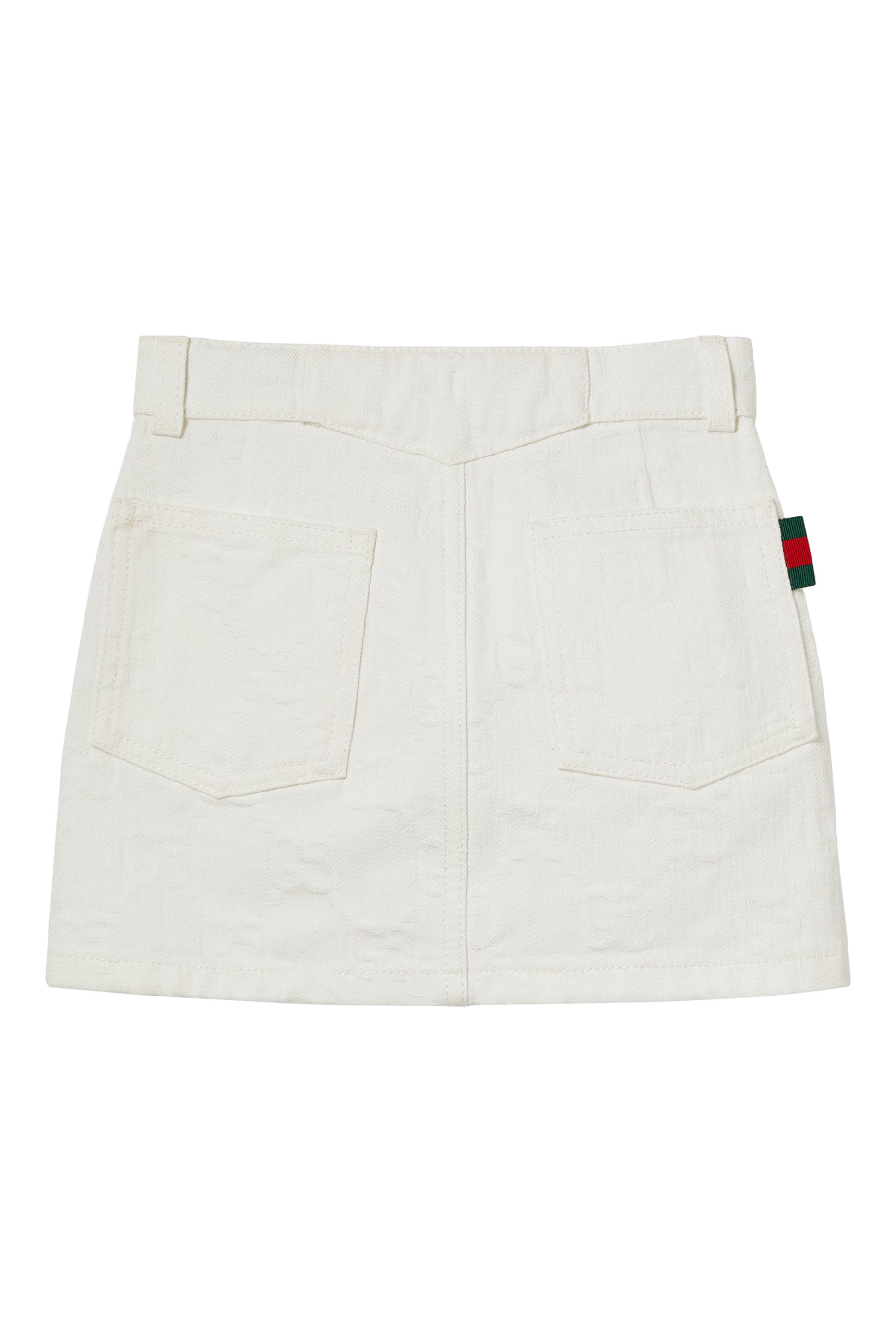 تنورة دنيم بشريط ويب نقشة حرفي شعار الماركة للأطفال