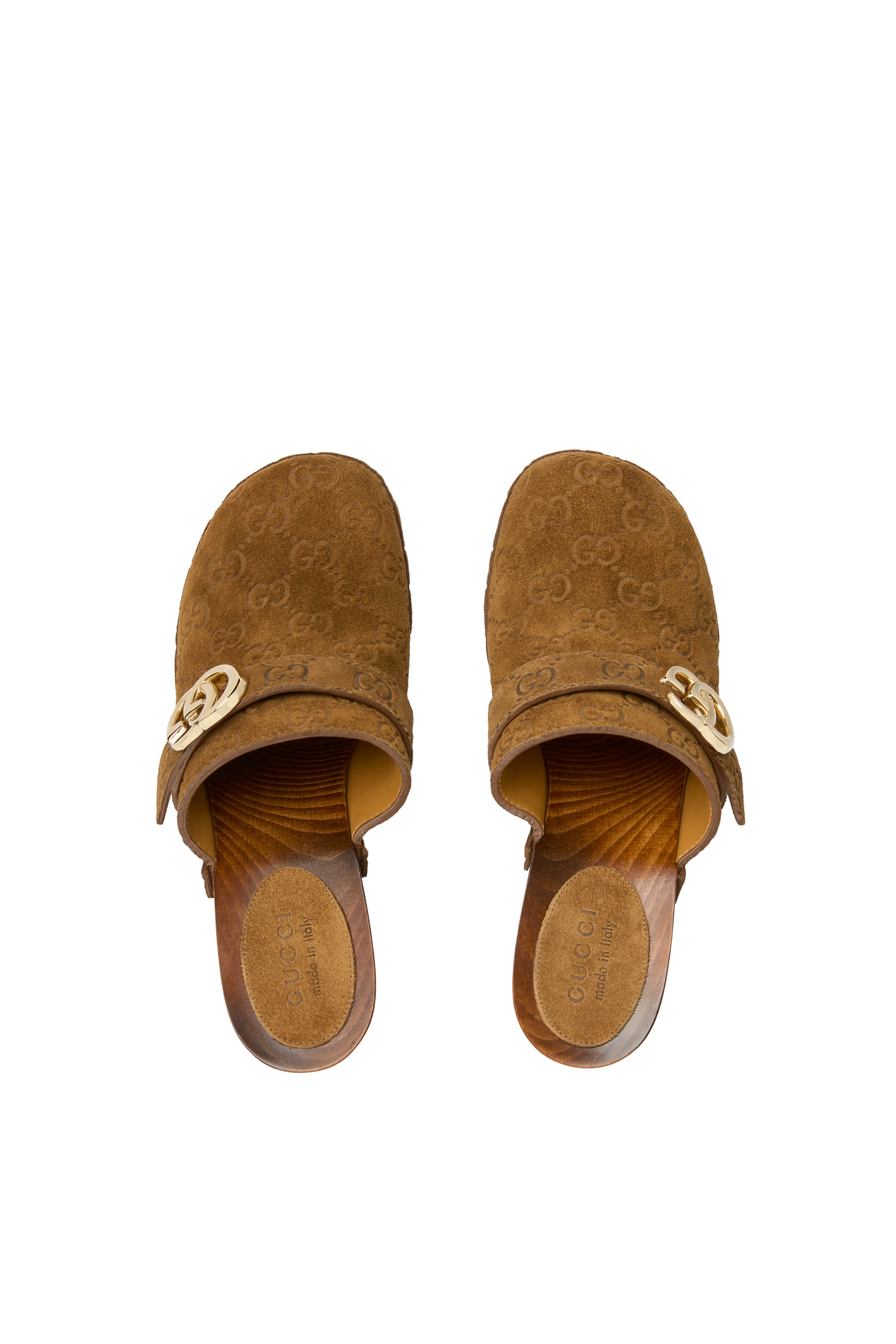 حذاء مفتوح من الخلف 65 بحلية حرفي شعار الماركة ونعل سميك