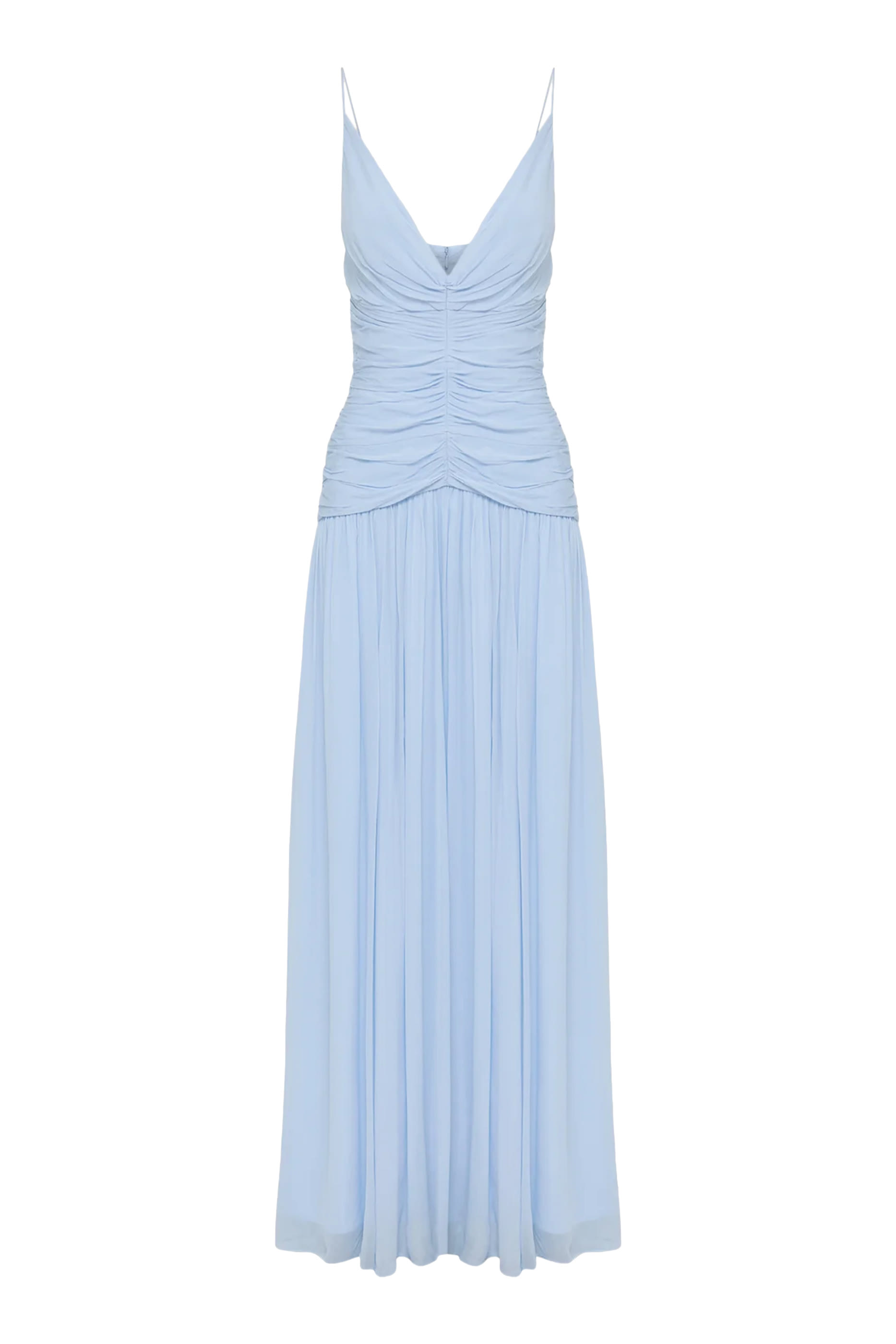 فستان جونو طويل بصدرية بكشكش