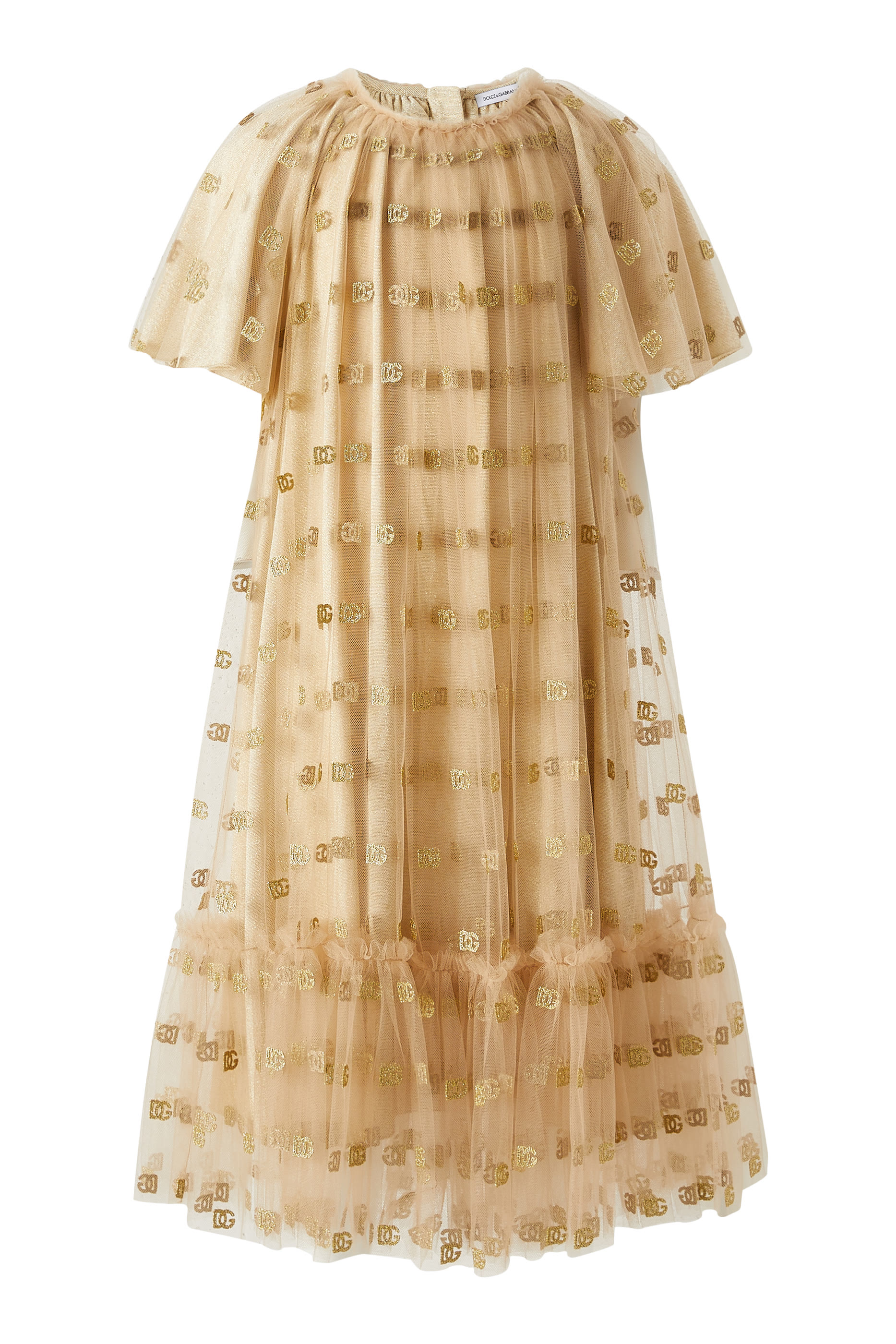 فستان بقصة واسعة وشعار الماركة للأطفال