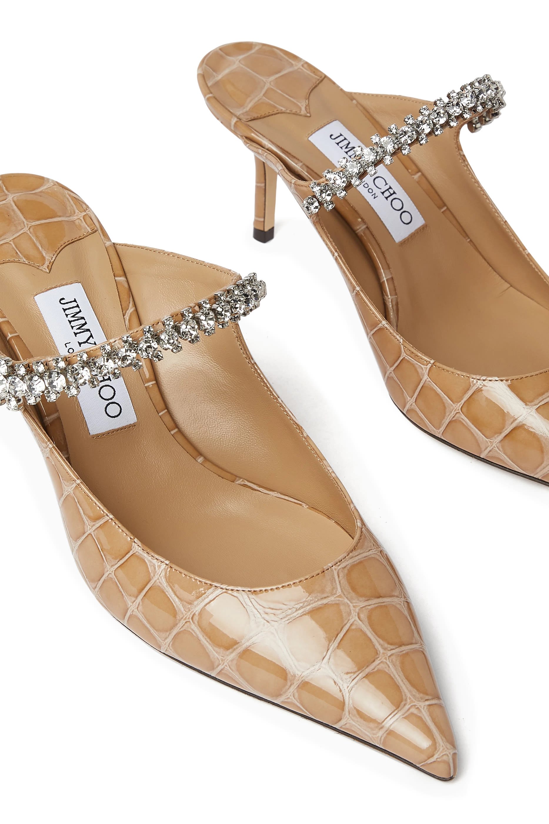 حذاء بينغ مفتوح من الخلف بكعب 65 مم جلد بنقشة جلد التمساح