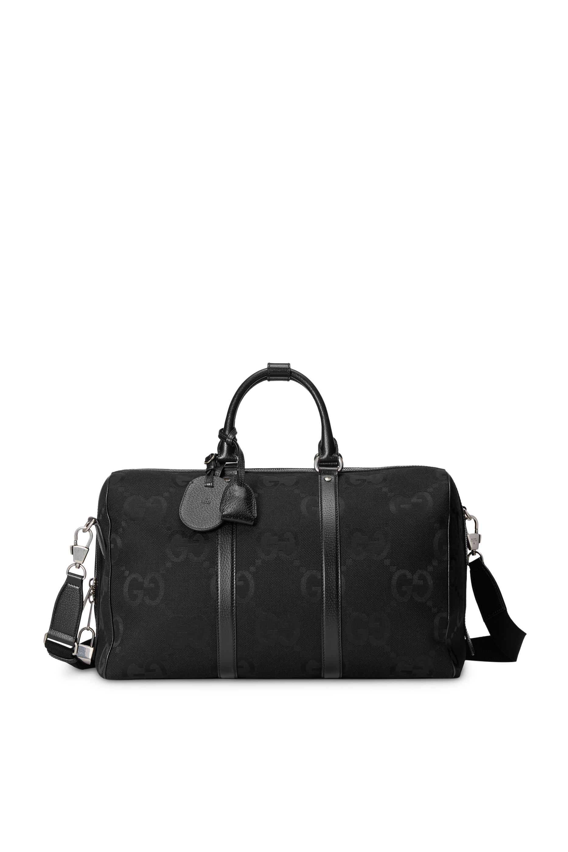 حقيبة دافل صغيرة بنقشة حرفي شعار الماركة بحجم كبير