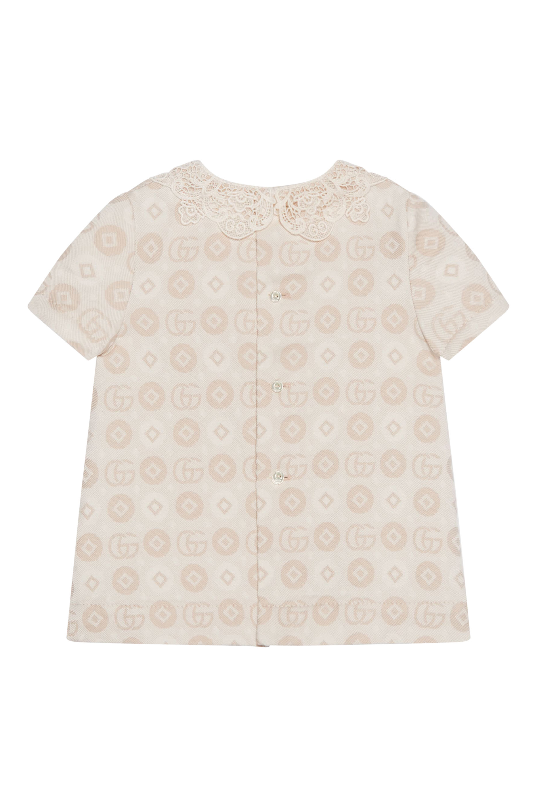 فستان دنيم بنقشة هندسية بحرفي شعار الماركة