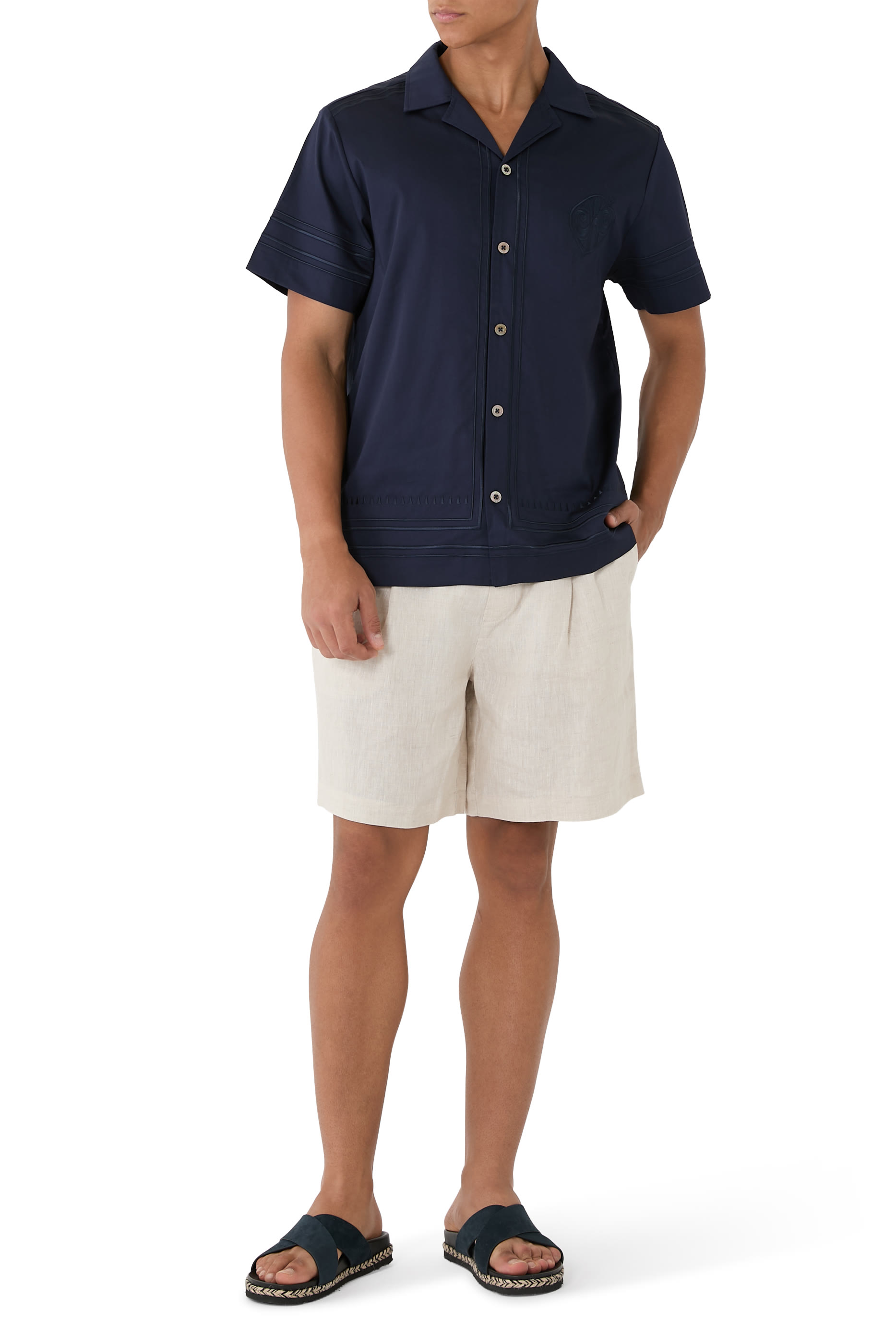 قميص بتطريز بتصميم نخيل قطن