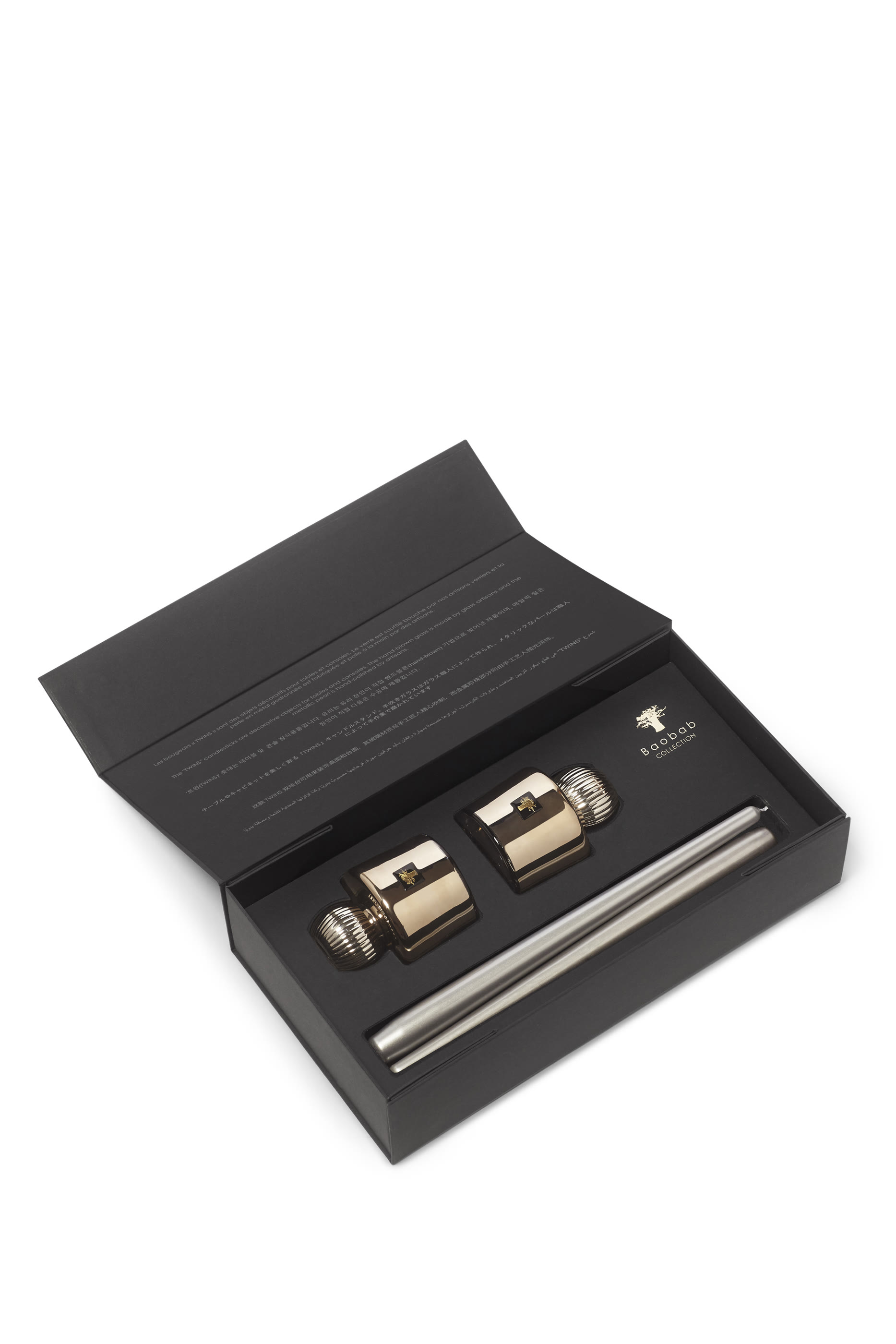 طقم شموع وحامل شموع ليز اكسكلوسيف بلاتينوم، 2 قطعة