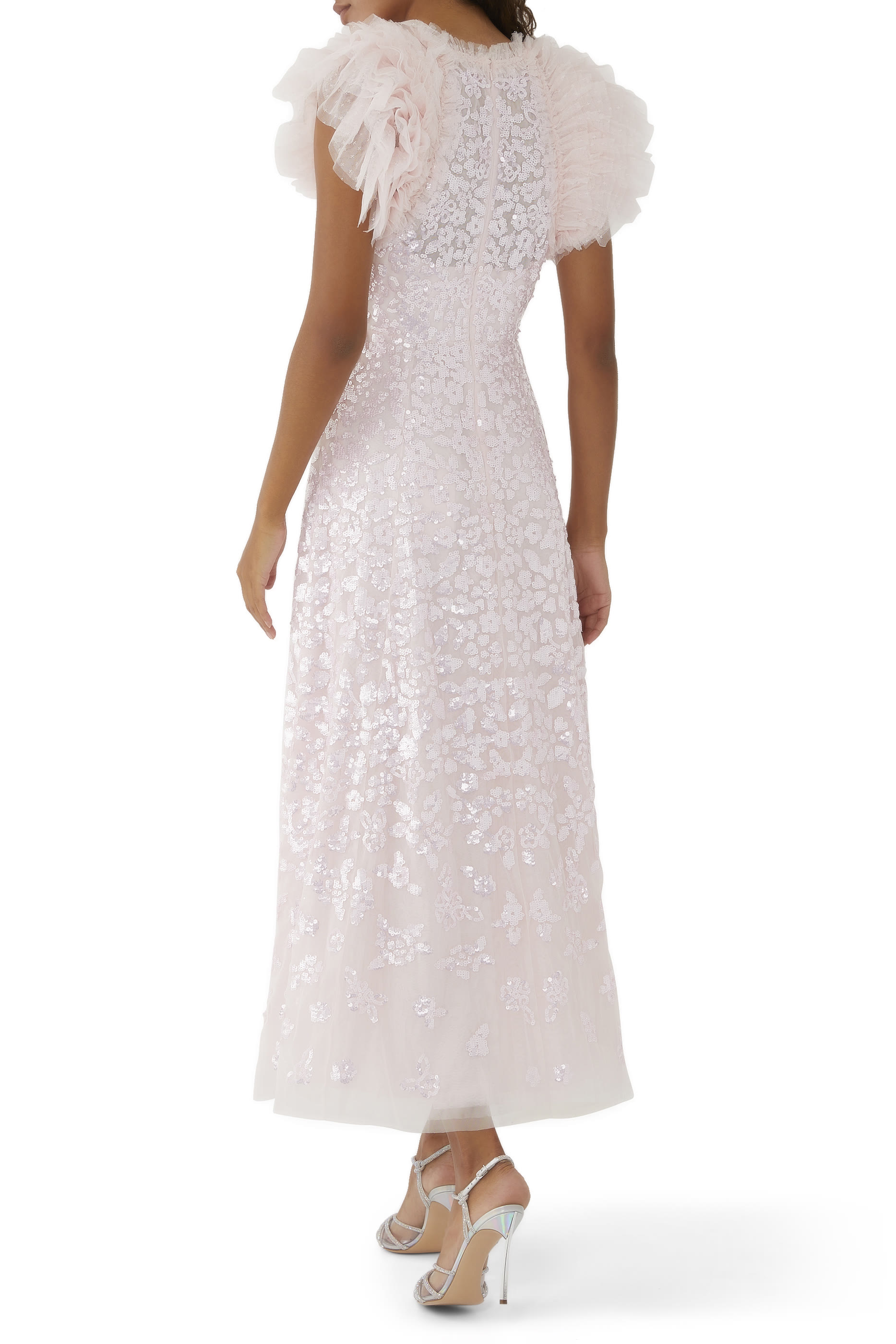 فستان سهرة روز جلوس بطول الكاحل مطرز بترتر