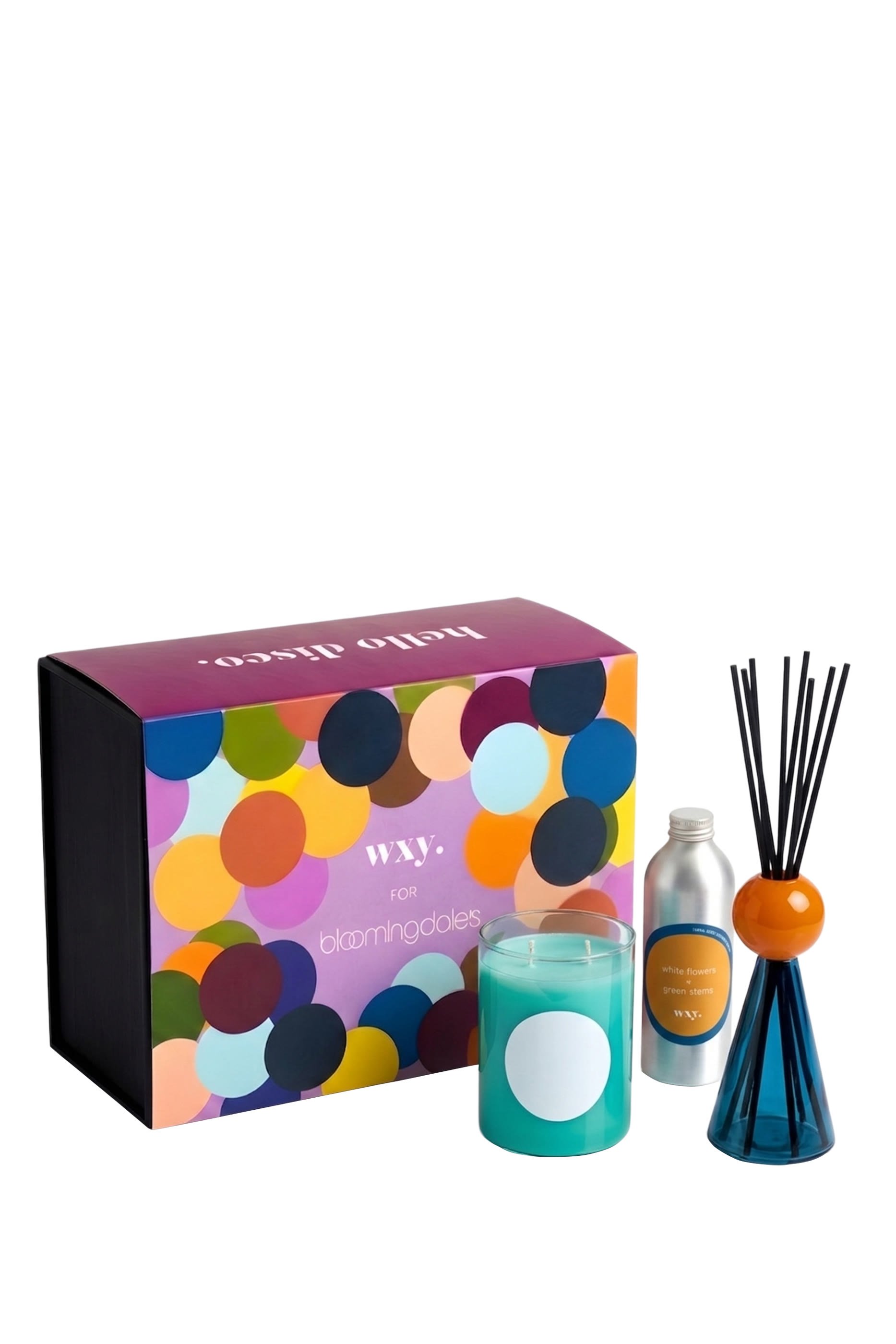 شمعة وايت فلورال في علبة بنقشة ديسكو