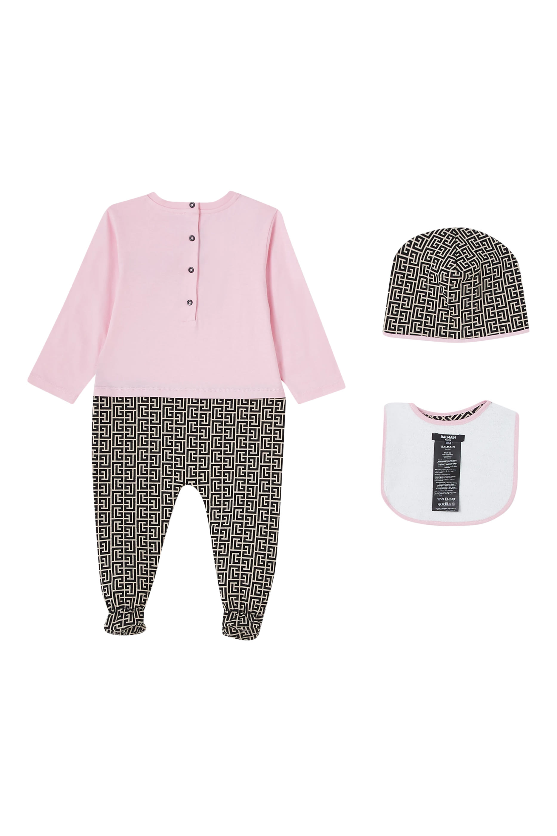 طقم جمبسوت وقبعة ومريلة قطن للأطفال