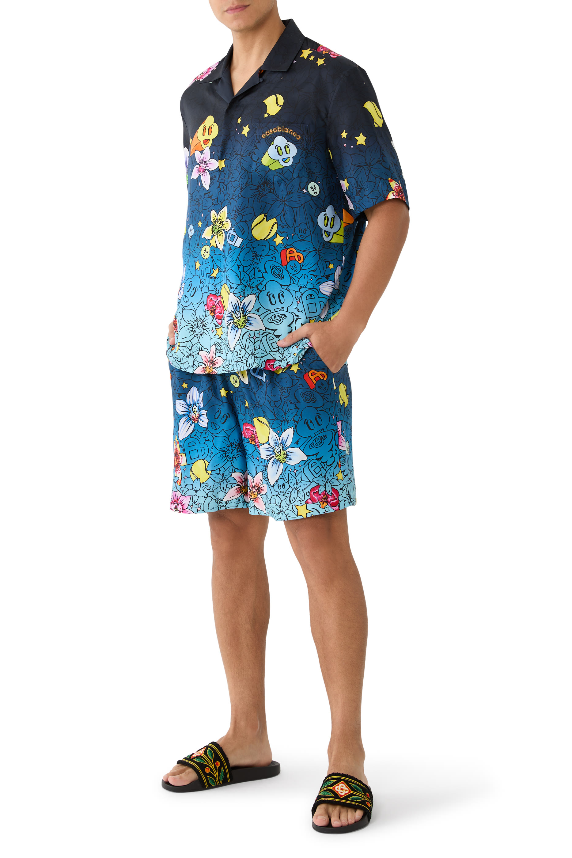 شورت بنقشات غرافيكية مميزة حرير