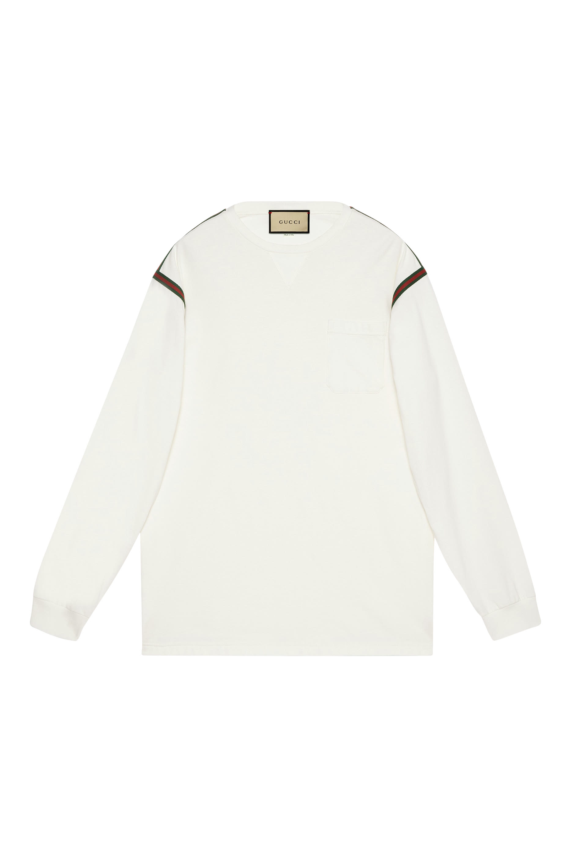 تيشيرت بأكمام طويلة وشريط ويب قطن جيرسيه