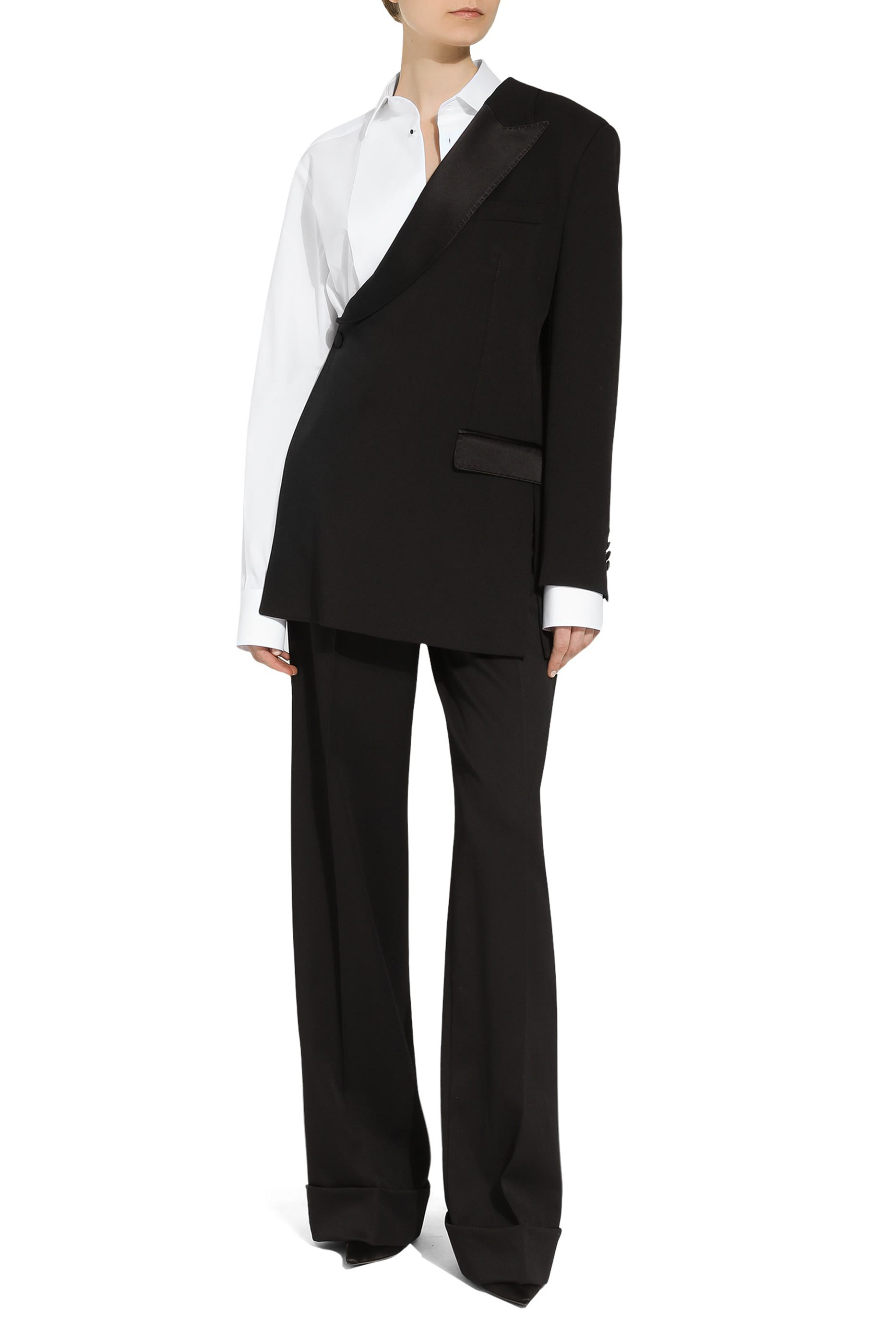 جاكيت غابردين صوف بكتف واحد