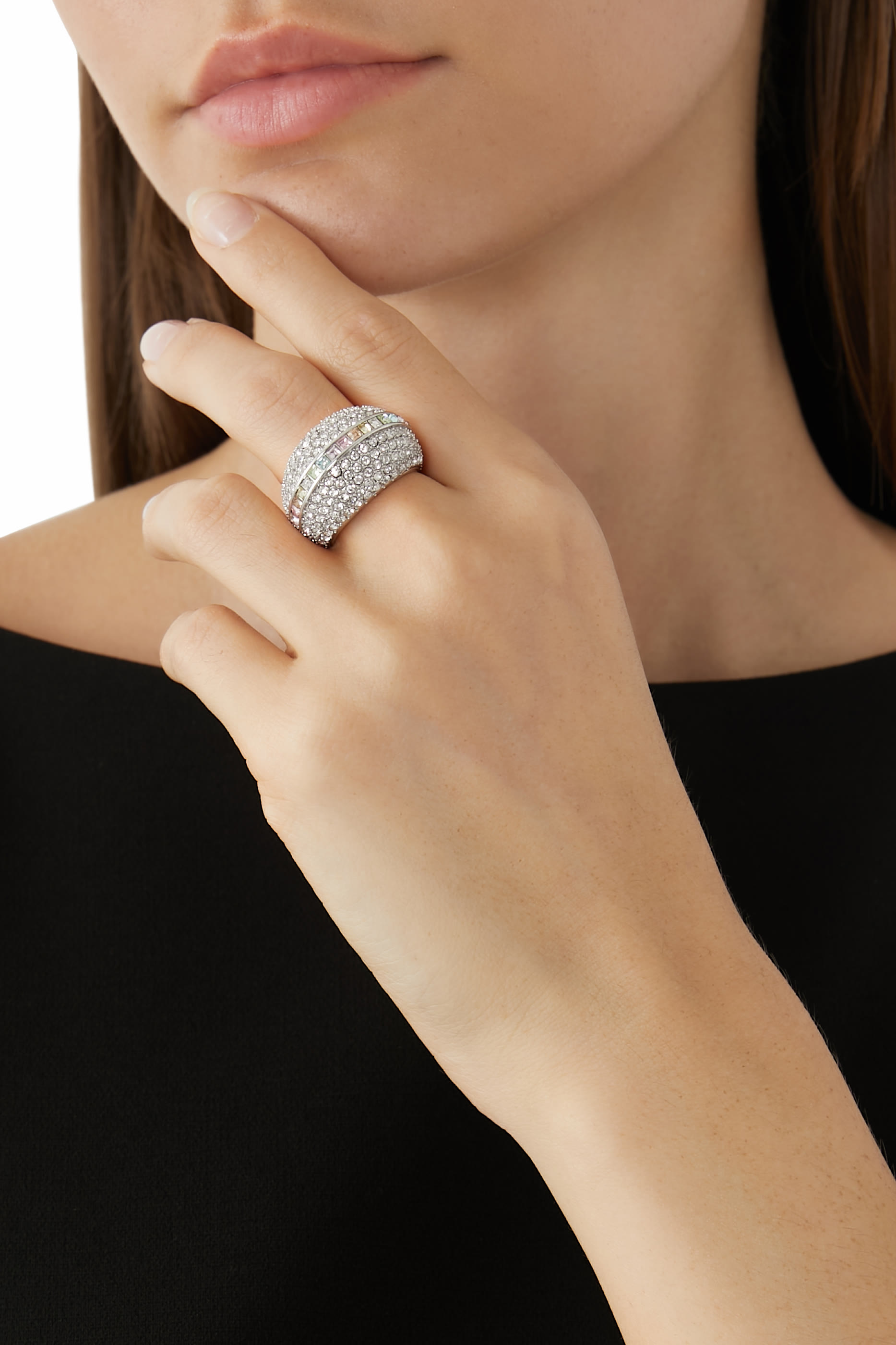 خاتك راينبو بأحجار بافيه